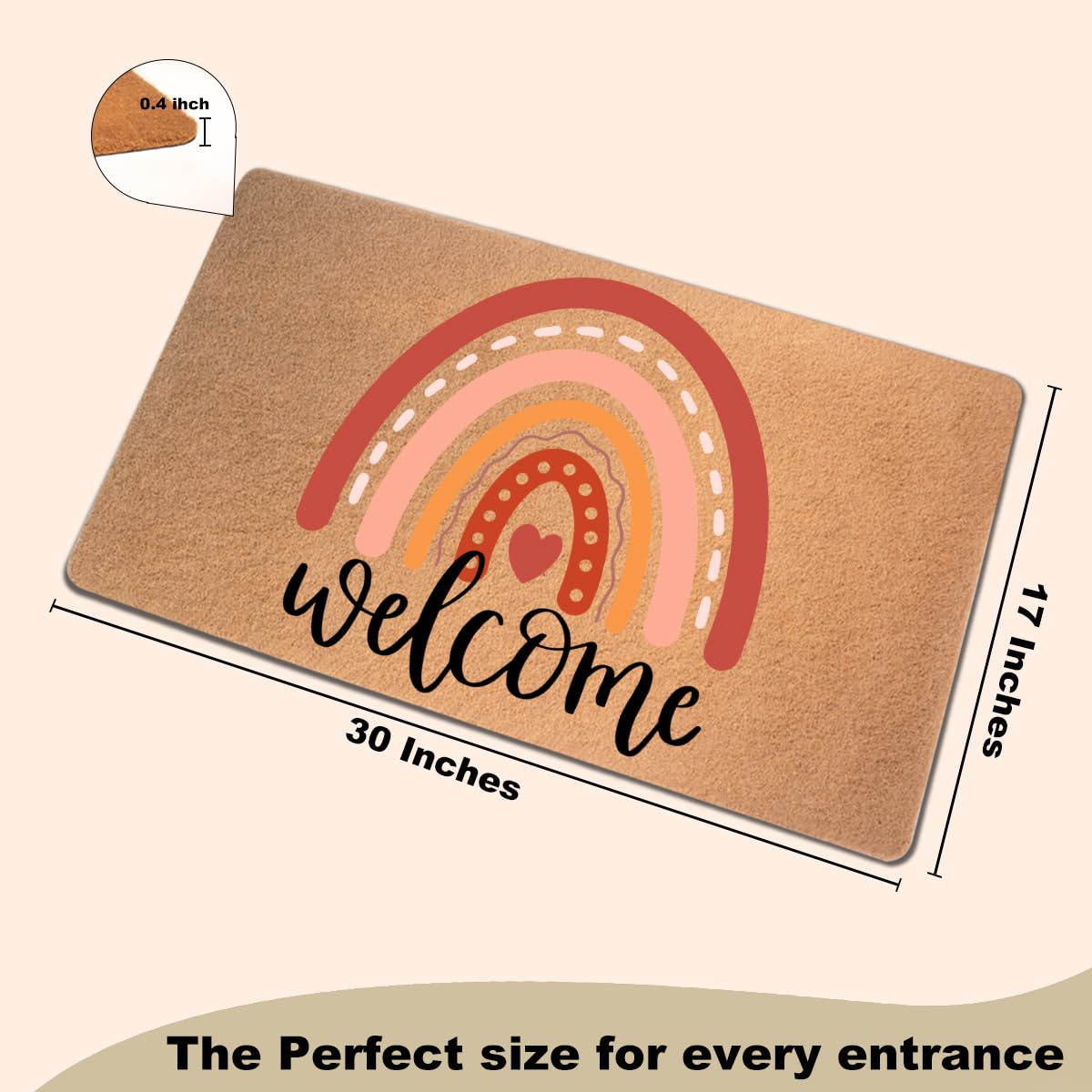 Funny Cat Door Mat 18x30 Inch, Faux Coco Coir Doormat with Non-Slip PVC Backing, Cats Printed Welcome Mat for Outdoor Indoor Entryway Porch Home Kitchen Patio, Cat Lover Gifts for Women Mom BST202