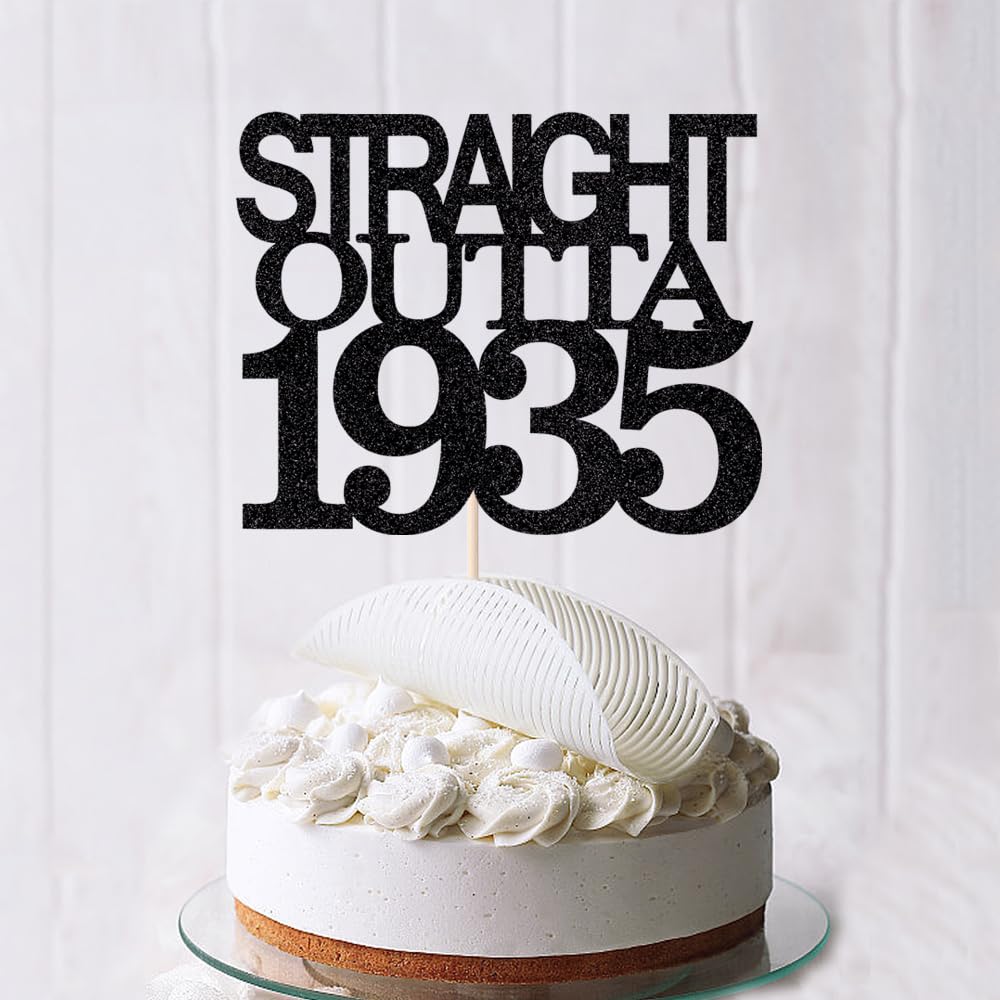 Black Glitter Straight Outta 1961 Cake Topper,Hello 65,Funny 65th | Birthday Cake Topper,65 Fabulous,Cheer to 65 Years,Men and Women 65th Birthday/Wedding/Anniversary Party Decorations BST202