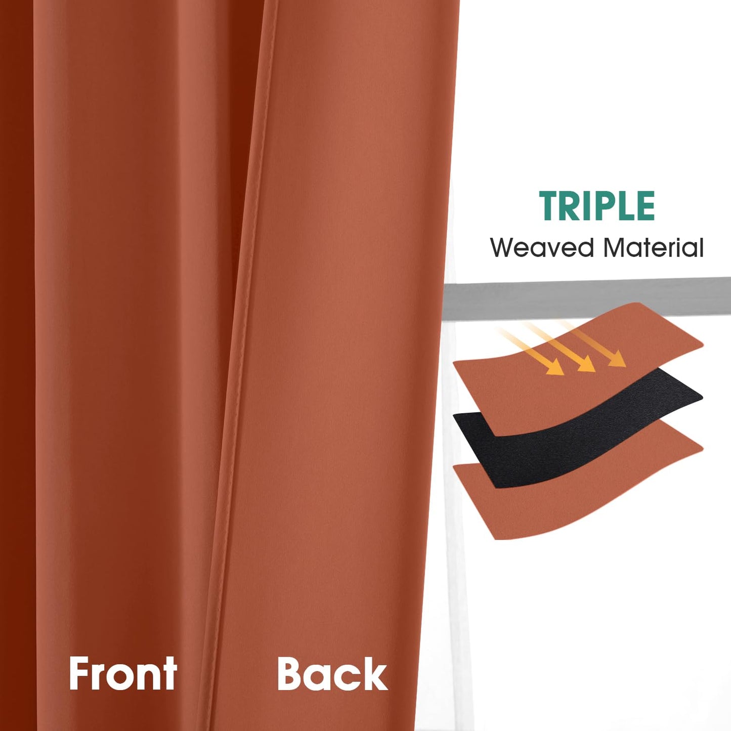HOMEIDEAS Blackout Curtains, 2 Pages Grey Gray Room Darkening Bedroom Pinch Pleated Curtains Thermal Insulated Back Tab Rod Pocket Drapes for Bedroom, W52 x L63 BST326H