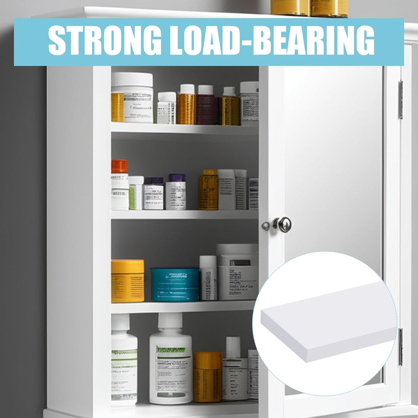 4 PCS White Medicine Cabinet Shelves Replacement,13 Inch Wooden Bathroom Cabinet Shelf,Medicine Cabinets Replacement Shelves for Living Room Bathroom Kitchen Wall Mounted Medicine Cabinet BST326H