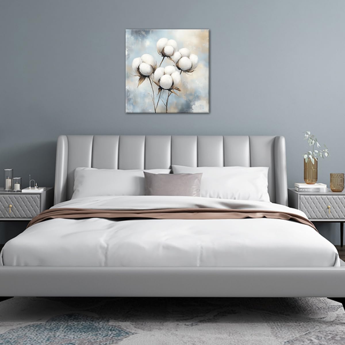 Cotton Canvas Wall Art Rustic Flower Pictures Wall Decor Country Farmhouse Floral Painting Prints Botanical Poster for Living Room Bedroom Bathroom Kitchen Decor Framed(Farm-2,12L x 12W) BST326H