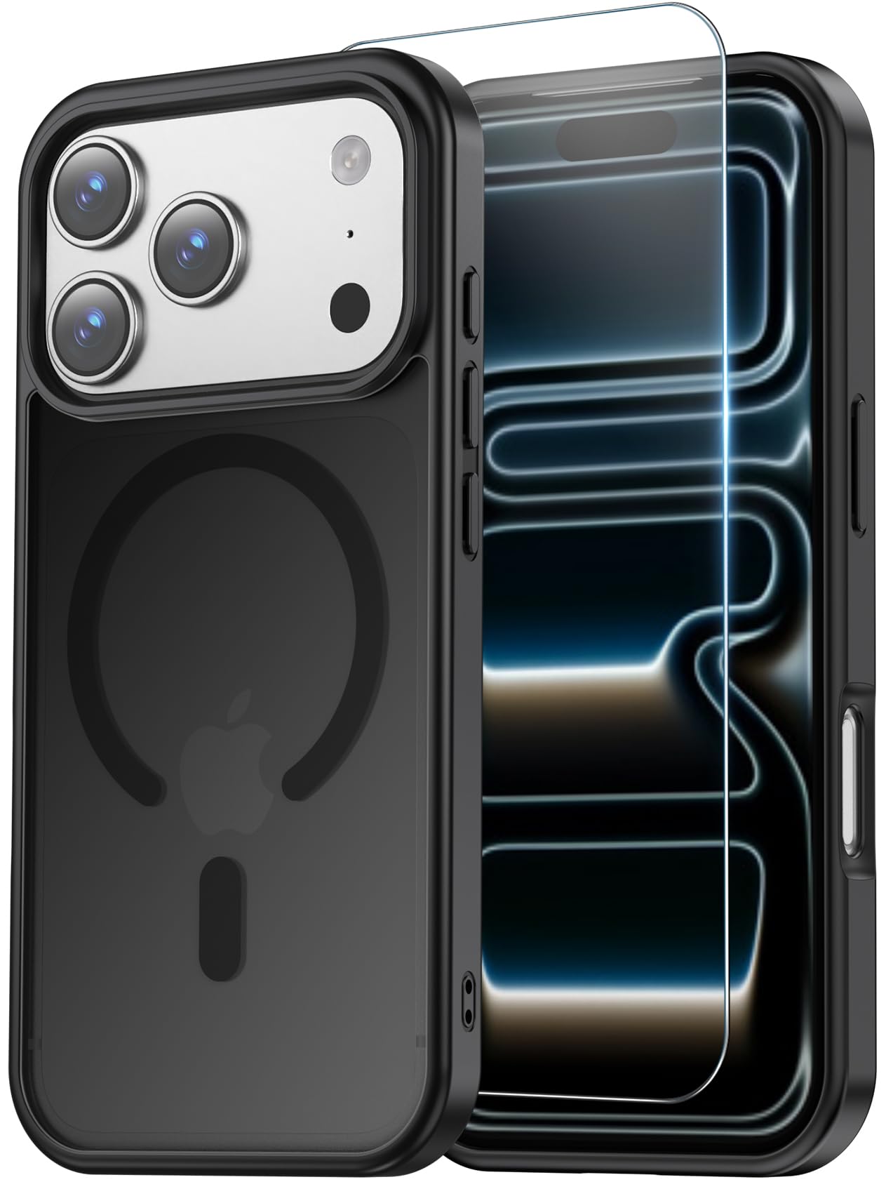 for iPhone 17 Pro Max Case Clear with Screen Protector, Compatible with Magsafe, Anti-Yellowing, Military-Grade Protection, Shockproof Slim Magnetic Phone Case Cover, Black WN420