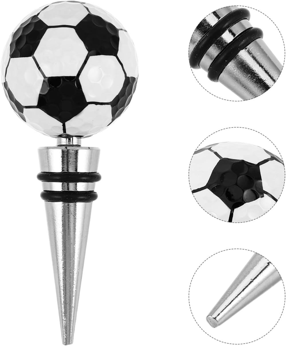 1 Ball Wine Stopper - Decorative Silicone And Alloy Bottle Sealer For Red Sparkling Drinks Novelty Sports Gift Preserver For Home Party Bar Decor BST202