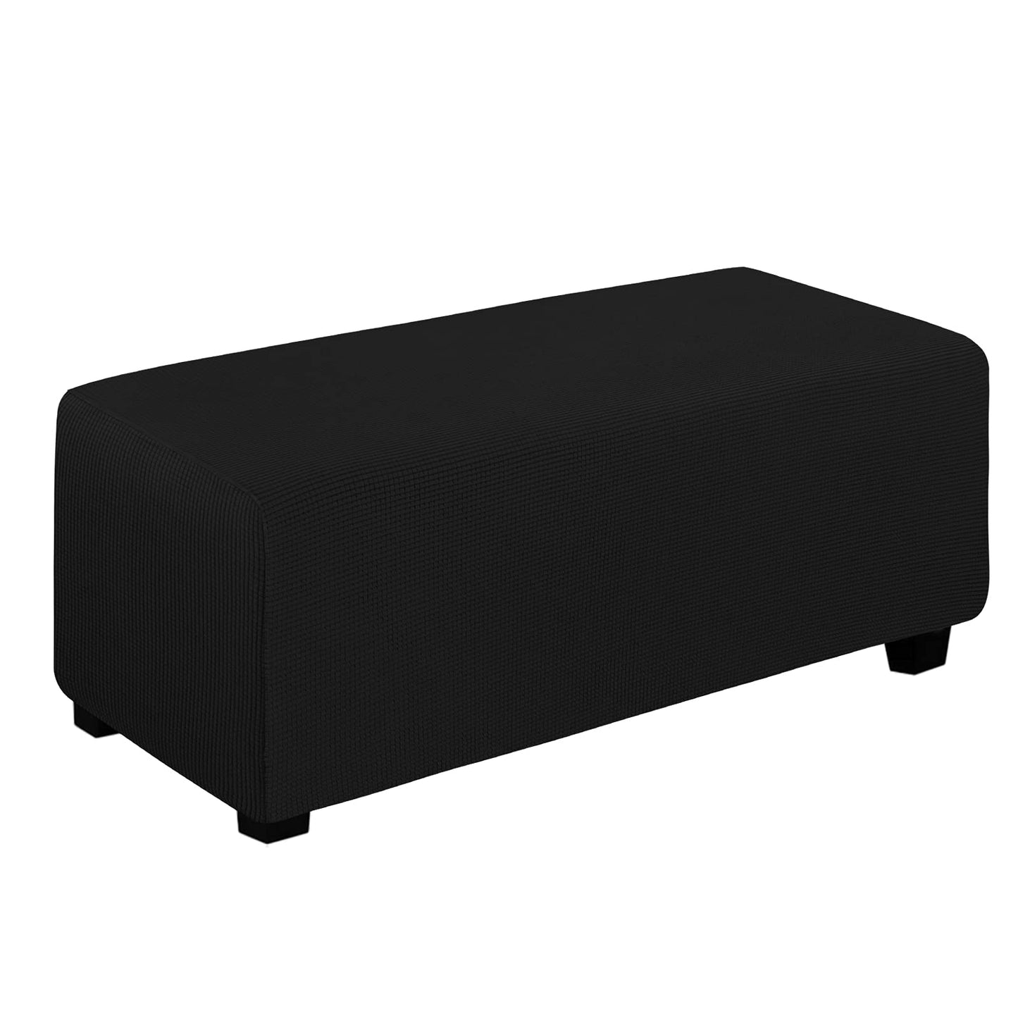 Easy-Going Stretch Square Ottoman Cover 15x15x15inch Dark Blue | Folding Storage Footstool cover Furniture Protector Soft Rectangle slipcover with Elastic Bottom BST202
