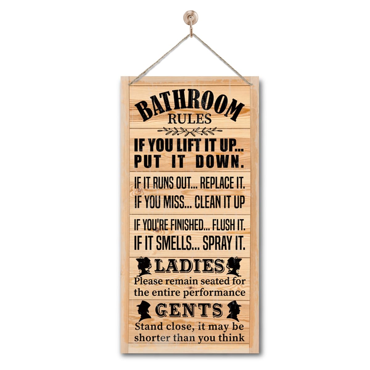 Rustic & Funny Bathroom Signs - Western & Farmhouse Bathroom Rules Wall Decor E1 BST202