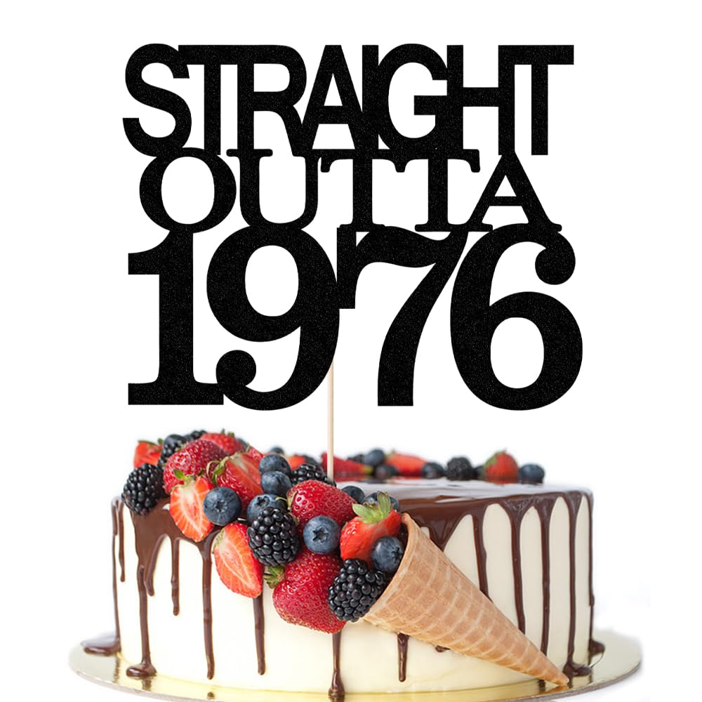 Black Glitter Straight Outta 1961 Cake Topper,Hello 65,Funny 65th | Birthday Cake Topper,65 Fabulous,Cheer to 65 Years,Men and Women 65th Birthday/Wedding/Anniversary Party Decorations BST202