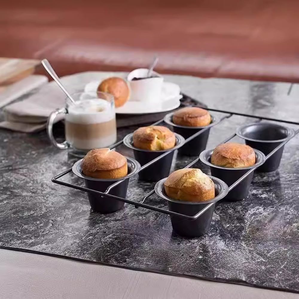Carbon Steel Non-Stick Baking Mold, 6 Cups,Muffin and Cupcake for Baking with Metal Reinforced Frame WN420