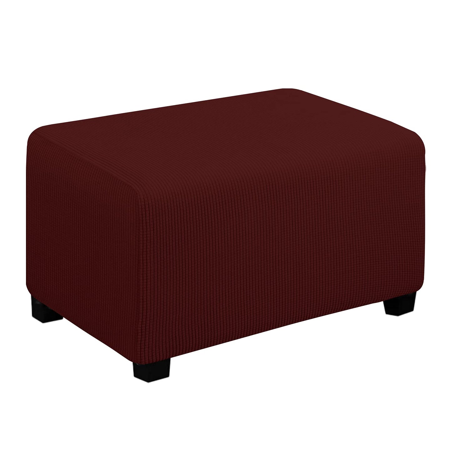 Easy-Going Stretch Square Ottoman Cover 15x15x15inch Dark Blue | Folding Storage Footstool cover Furniture Protector Soft Rectangle slipcover with Elastic Bottom BST202