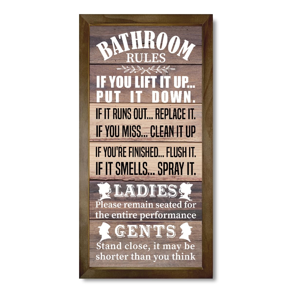 Rustic & Funny Bathroom Signs - Western & Farmhouse Bathroom Rules Wall Decor E1 BST202