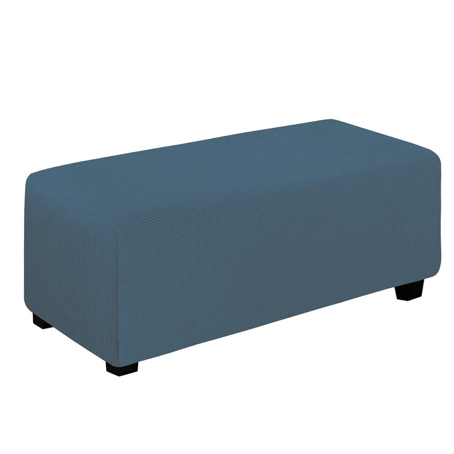 Easy-Going Stretch Square Ottoman Cover 15x15x15inch Dark Blue | Folding Storage Footstool cover Furniture Protector Soft Rectangle slipcover with Elastic Bottom BST202