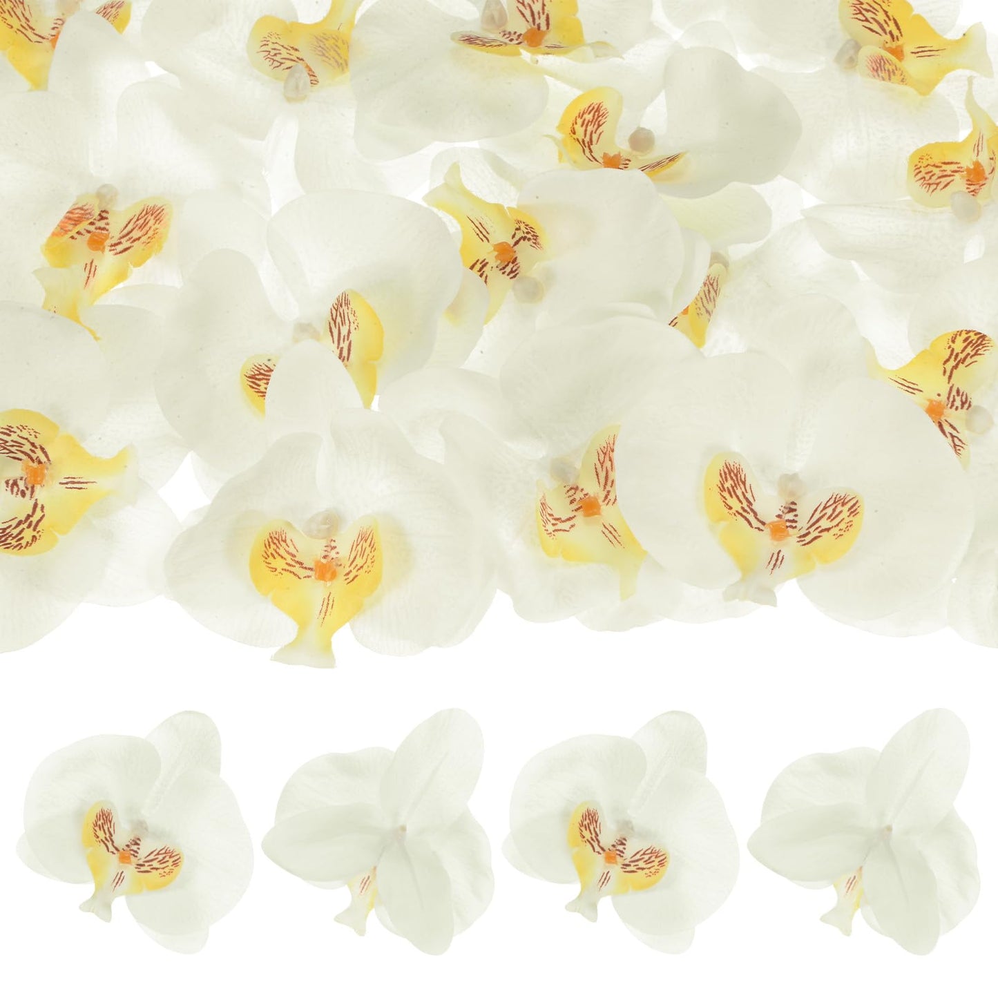 M METERXITY 20-Pack Artificial Orchid Flower Heads, Silk Faux Butterfly Flowers Head for Wedding/Bouquet/Bridal/Party Decor, Fake Phalaenopsis Petals Bulk [2.76 Inch, Dark Purple] BST220