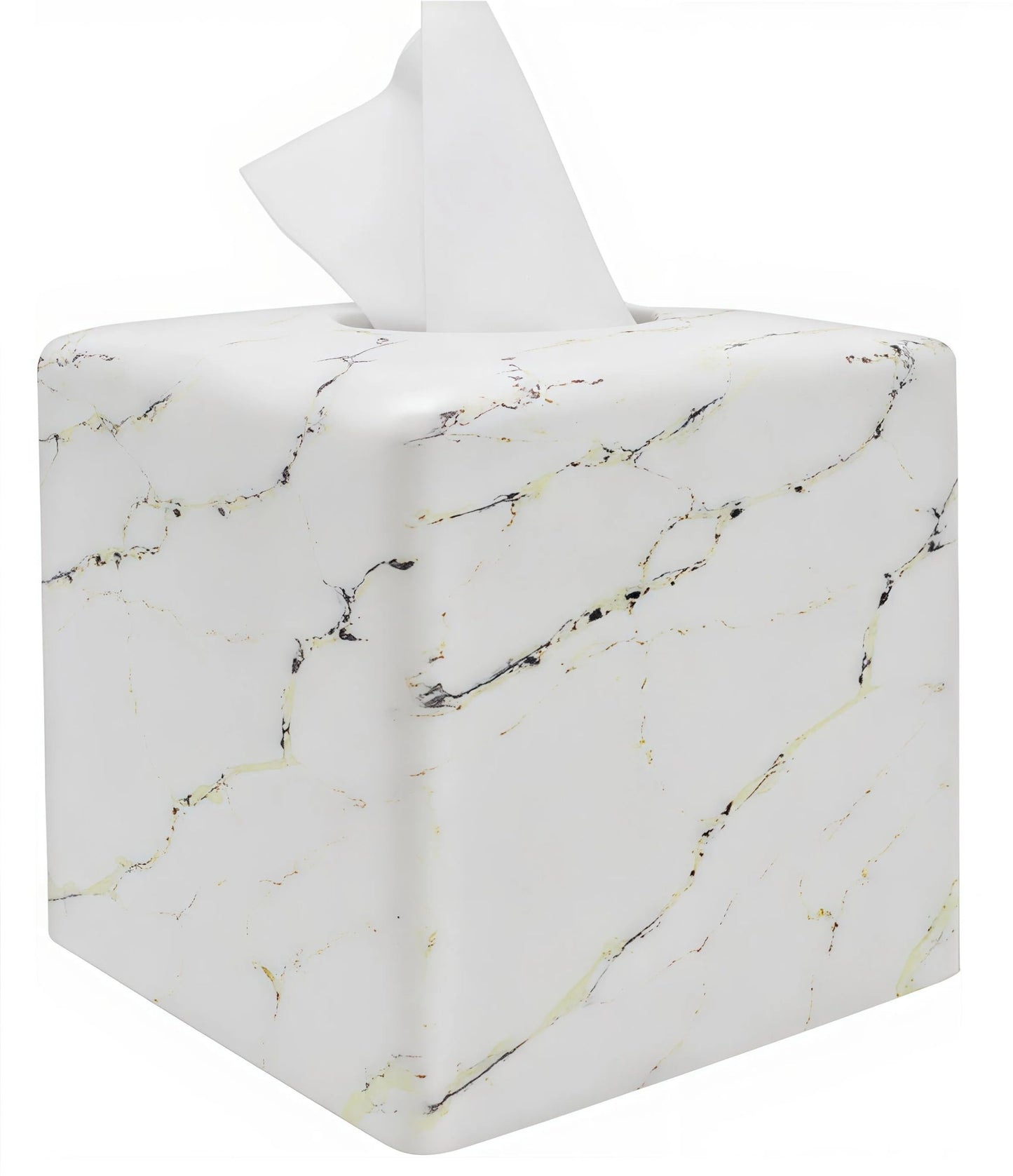 Square Tissue Box Cover Decorative Kleenex Box Holder for Bathroom & Living Room with Handcrafted Texture (colla Gold) BST220