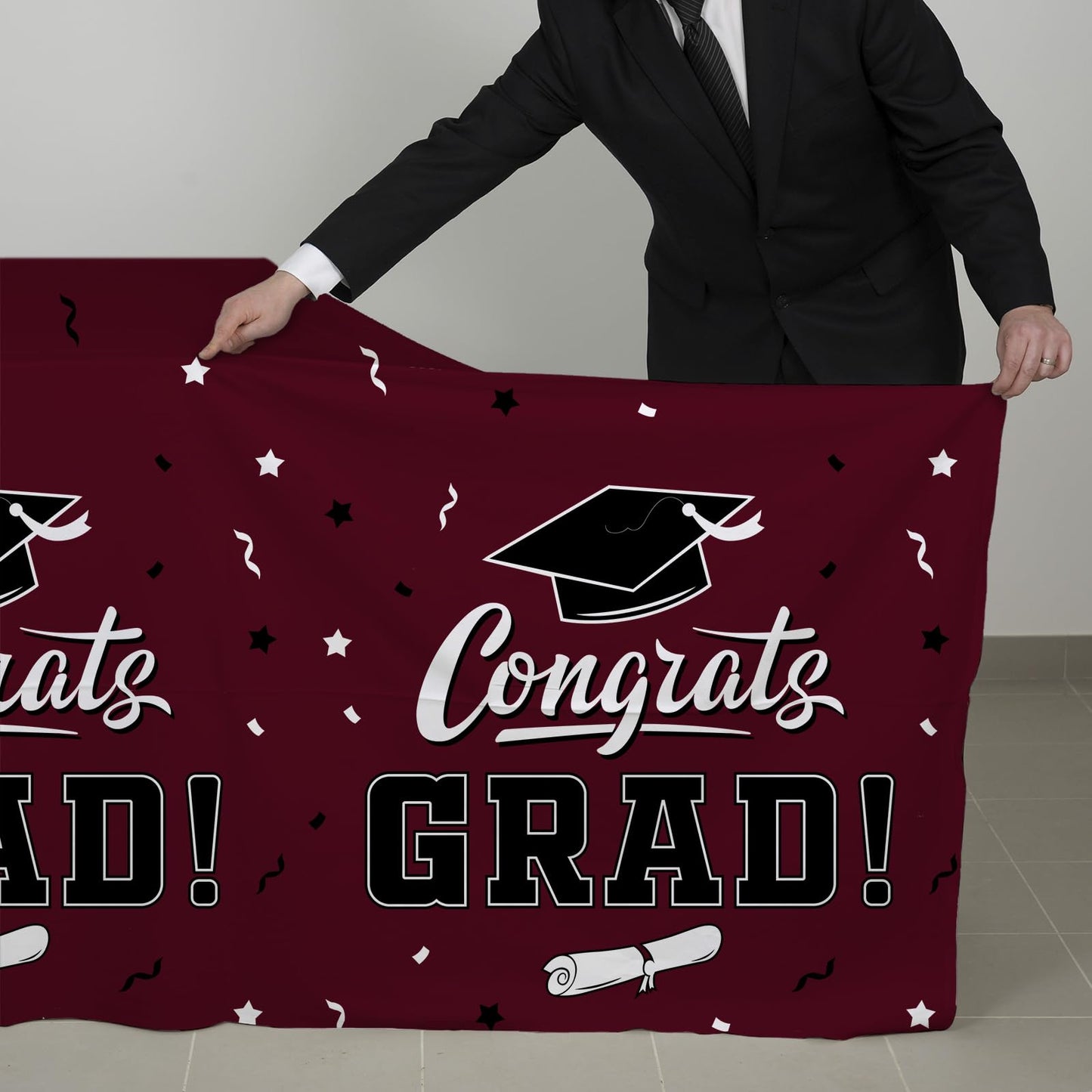 Gatherfun 2026 Graduation Decorations : 2-Pack Congrats Grad Disposable Tablecovers - Class of 2026 Red Themed Table Cloths, for Graduation Party Supplies & Graduation Backdrop, 54" X 108" BST326L