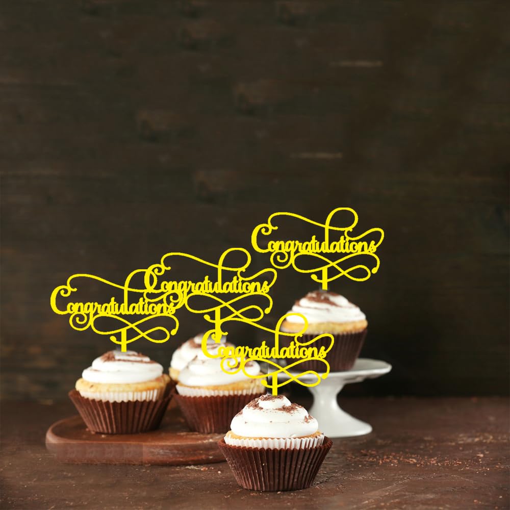 Congratulations Cake Topper,Congratulations 2026 Graduation | Cake Topper,Graduation, Wedding, Retirement, Birthday, Anniversary, Celebration Party Decorations Supplies (Black Gold) BST202