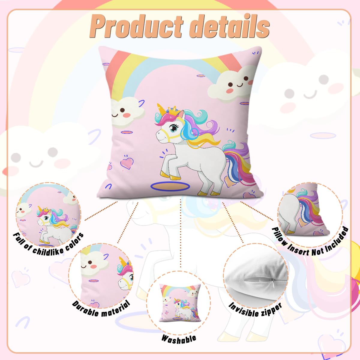 2PCs Inspirational Pillow Covers Boho Rainbow Sun Throw Pillow Covers 18x18 | Playroom Decor, Boho Sun Throw Pillow Covers, Kids Reading Nook Decor Pillowcase for Classroom Playroom Nursery BST202