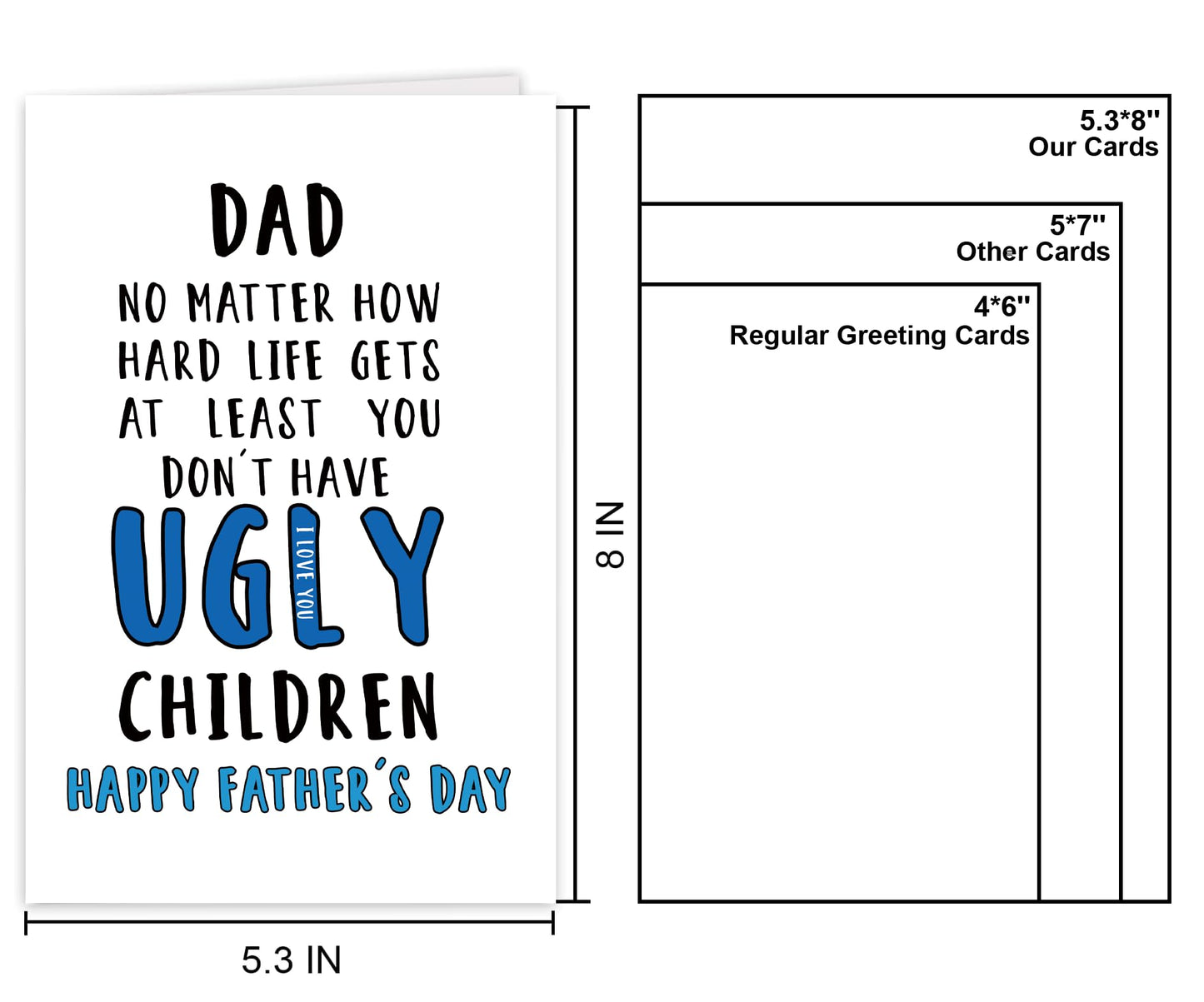 Funny Fathers Day Card for Dad Stepdad Bonus Dad Husband Grandpa, Humorous Happy Father's Day Card Gift from Son Daughter Grandson Granddaughter, Unique Fathers Day Card for Him BST202