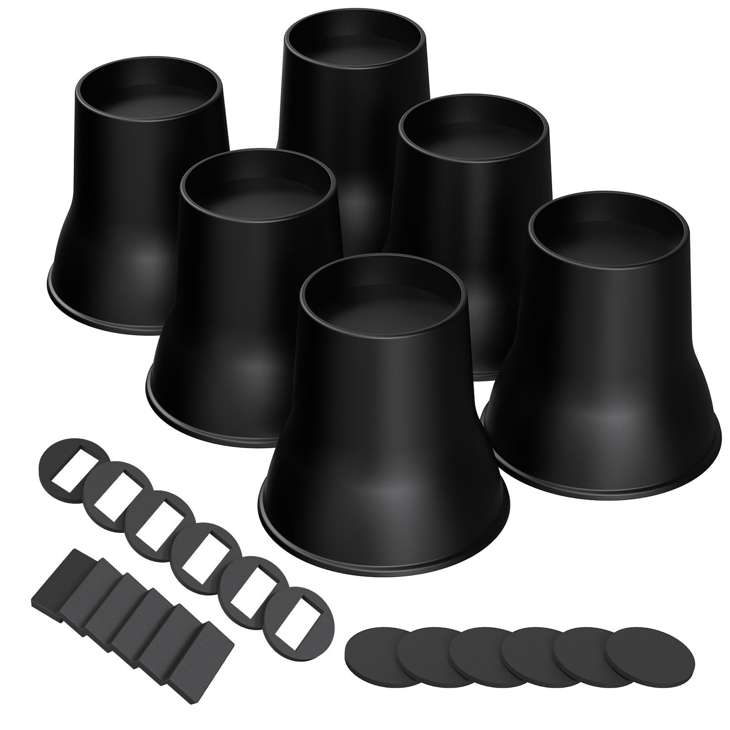MYMULIKE 6 Pack 6 Inch Bed Risers, Heavy Duty Furniture Lifts, Brown | Lifts Up to 2200lbs, Round Couch Risers, Ideal for Heavy Duty Sofas, Couches, TV Stands, Tables, and Living Room Chairs BST202