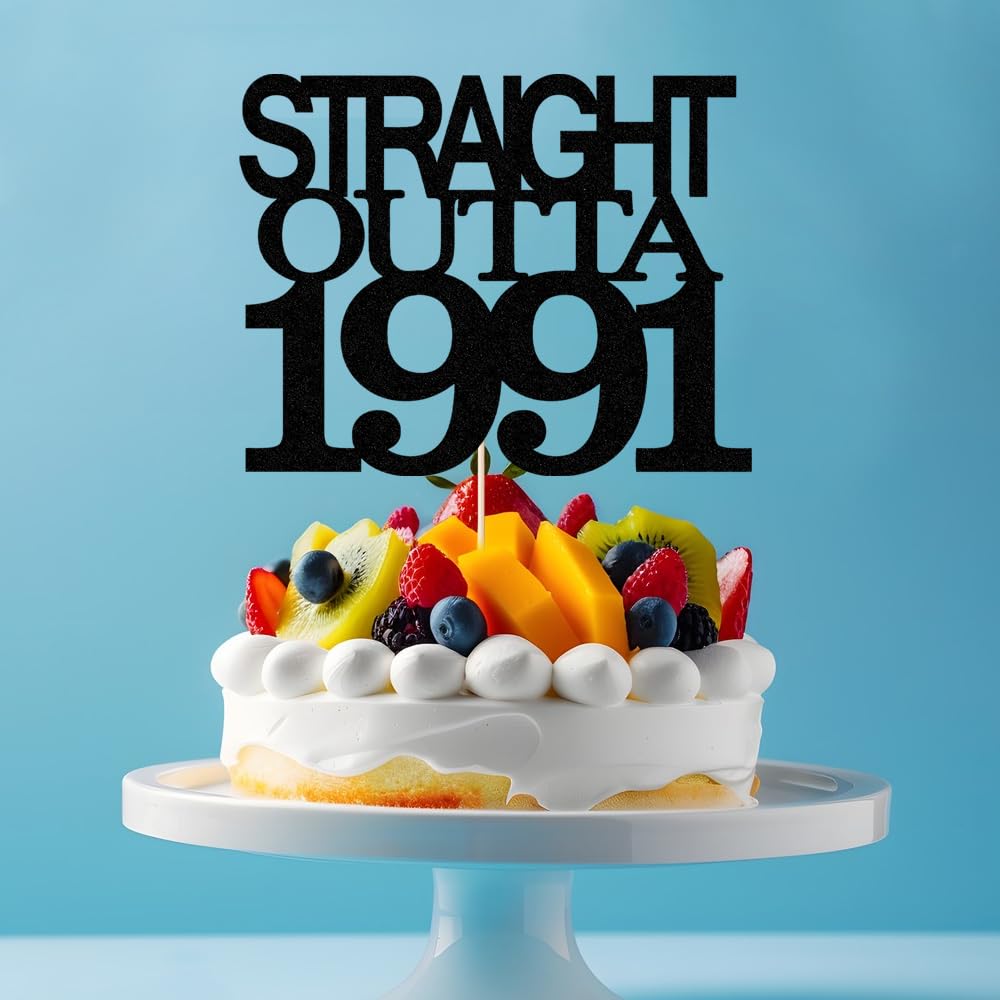 Black Glitter Straight Outta 1961 Cake Topper,Hello 65,Funny 65th | Birthday Cake Topper,65 Fabulous,Cheer to 65 Years,Men and Women 65th Birthday/Wedding/Anniversary Party Decorations BST202