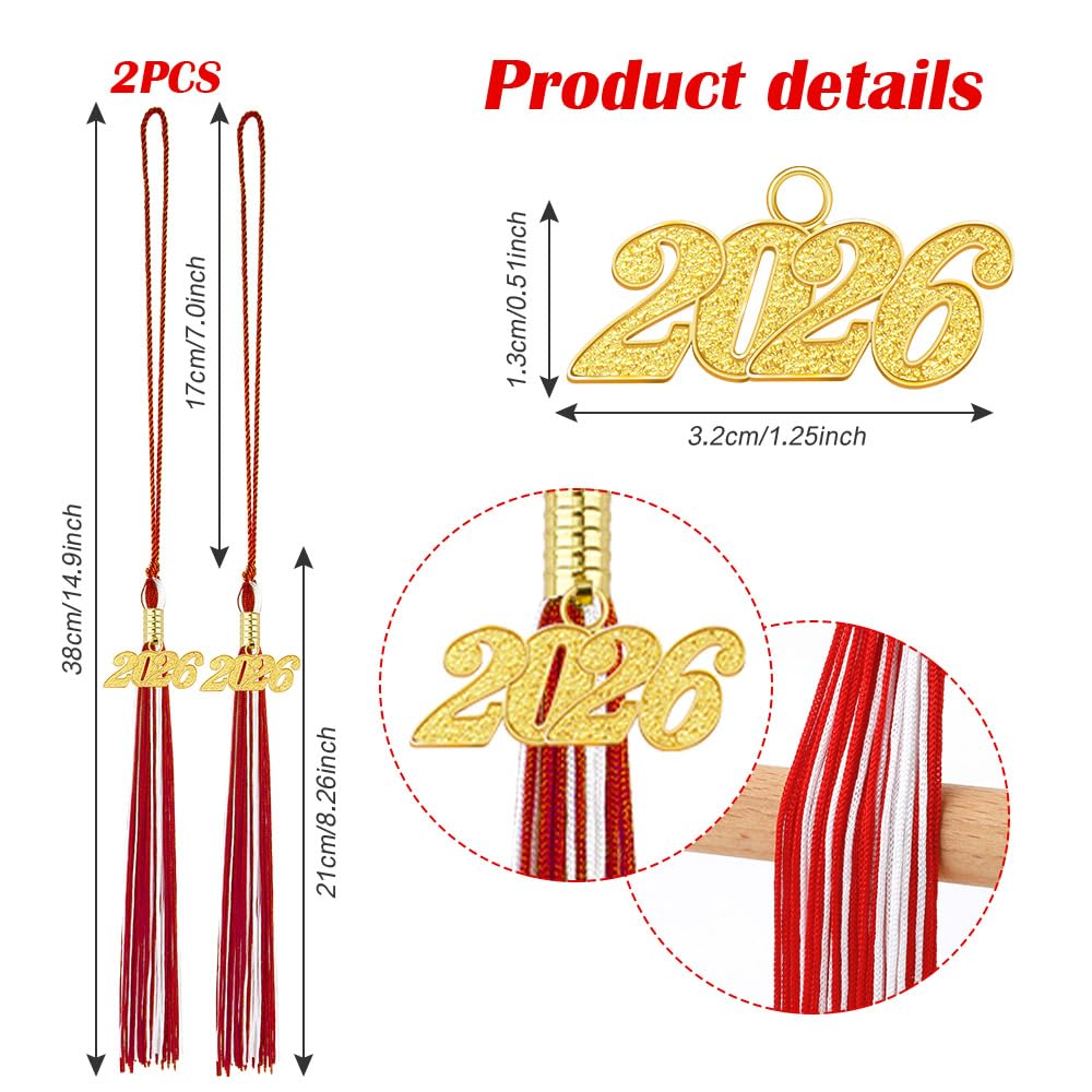 2026 Tassel Graduation 2 Pcs, 2026 Tassel Charm, Green Tassels, Graduation Cap Tassels 2026, Grad Cap Accessories for Graduate Hat Ceremonies Memorial Graduations Decorations BST220