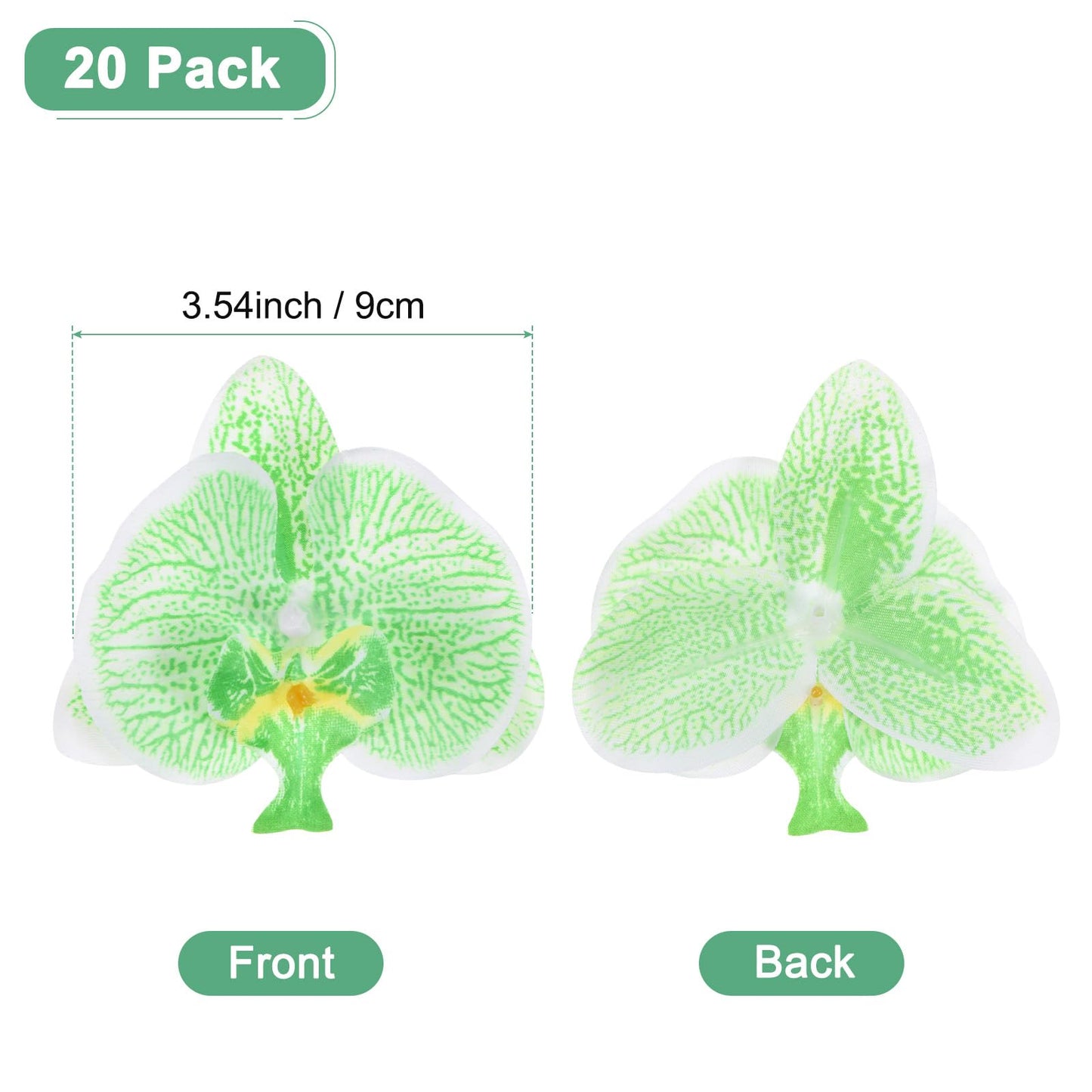 M METERXITY 20-Pack Artificial Orchid Flower Heads, Silk Faux Butterfly Flowers Head for Wedding/Bouquet/Bridal/Party Decor, Fake Phalaenopsis Petals Bulk [2.76 Inch, Dark Purple] BST220
