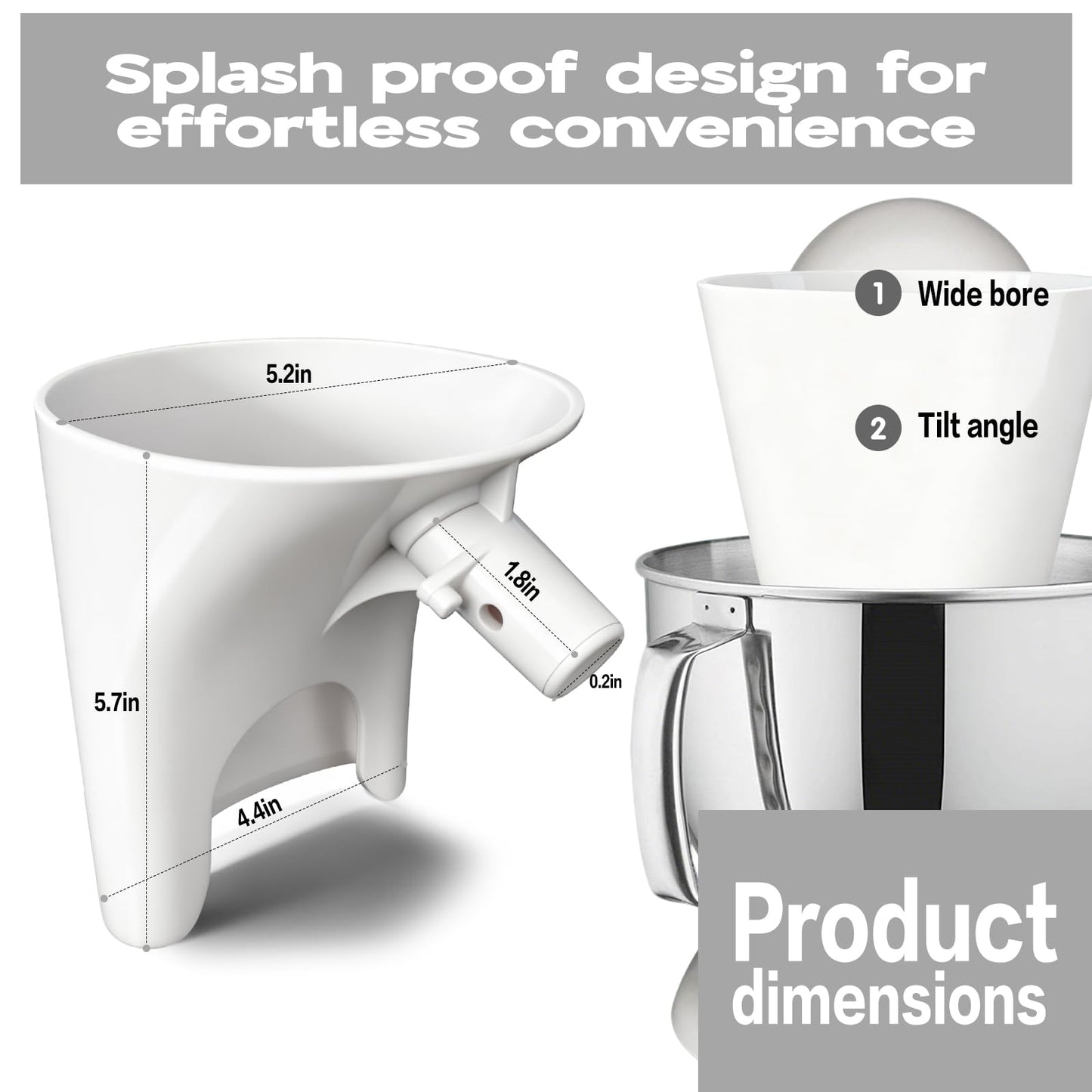 2026 New Flour Funnel for Kitchen Aid Mixer,Fits Tilt-Head 4.5–5 Qt (KSM150), Kitchen Aid Accessories and Attachments,Powder Funnel with Easy-Pour, Prevents Spills,Easy to Clean Baking Tool(Black) BST220