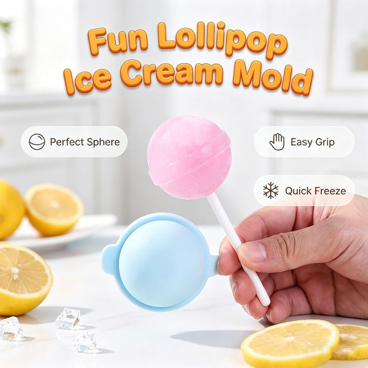 Silicone Lollipop Ice Cream Maker Molds，Ice Pop Molds Popsicle Maker， Colorful Diy Popsicle Maker For Summer Parties, Creative Sphere Popsicle Mold For Home (4pcs) BST202