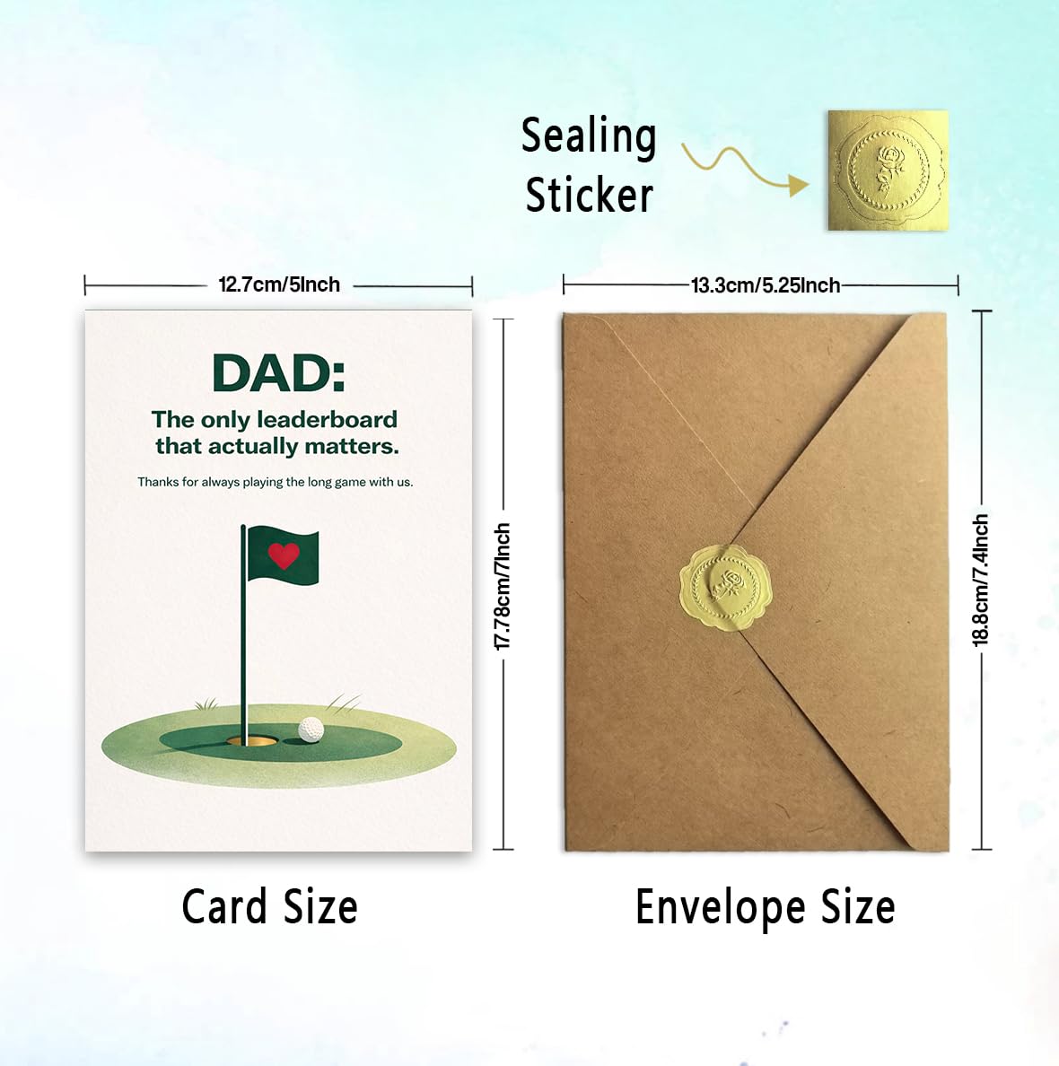 Memorial Fathers Day Card for Husband, Fathers Day Card for Husband in Heaven, Sympathy Fathers Day Gift, with Kraft Envelope and Gold Seal Sticker BST220