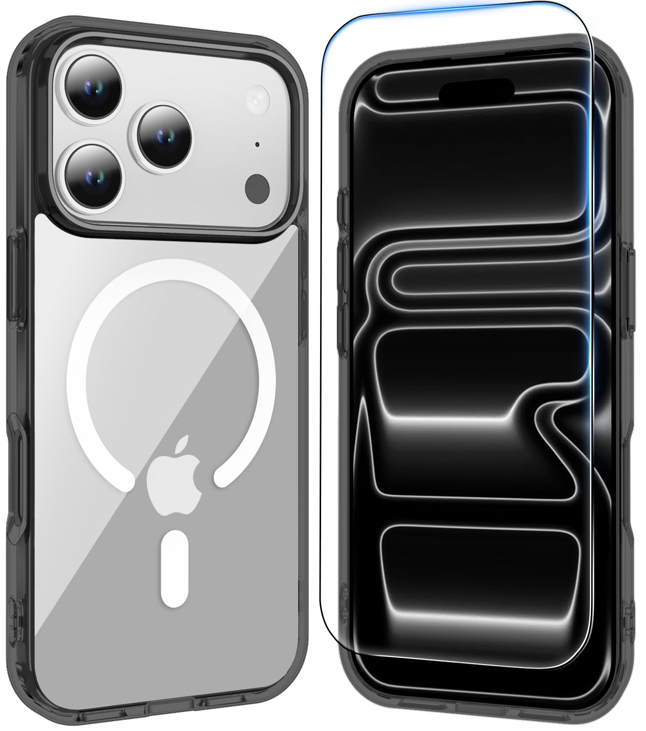 for iPhone 17 Pro Max Case Clear with Screen Protector, Compatible with Magsafe, Anti-Yellowing, Military-Grade Protection, Shockproof Slim Magnetic Phone Case Cover, Black WN420