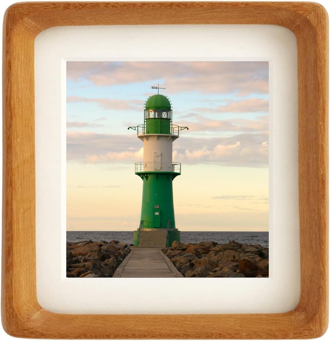 6x6 Solid Teak Wood Picture Frame Matted to 4x4 | Shatterproof Plexiglass, Mortise-Tenon Build, Horizontal & Vertical Tabletop Wall Mounting Square Display Frame BST220