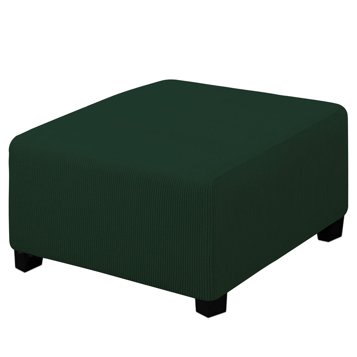 Easy-Going Stretch Square Ottoman Cover 15x15x15inch Dark Blue | Folding Storage Footstool cover Furniture Protector Soft Rectangle slipcover with Elastic Bottom BST202