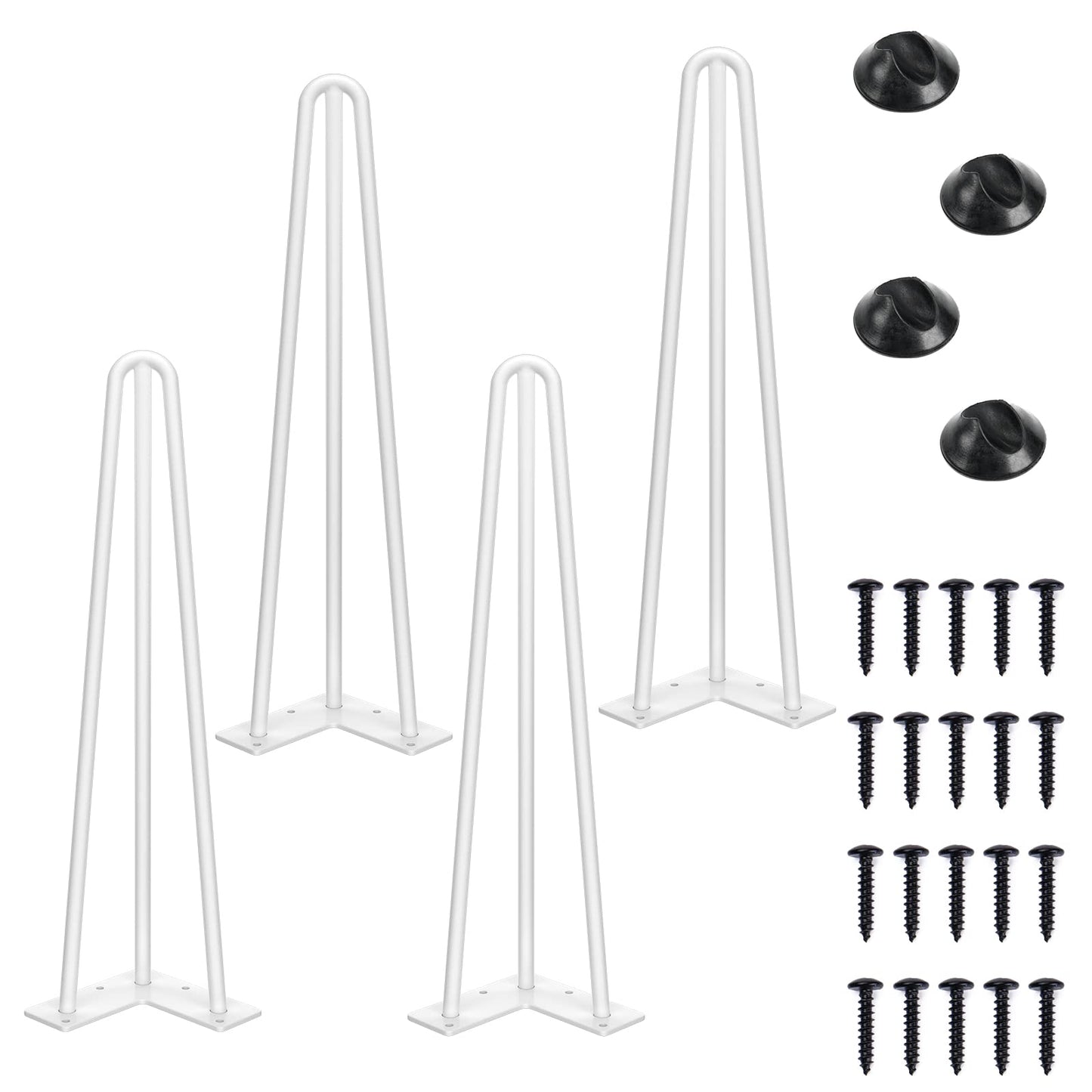 SMARTSTANDARD 16 Inch Hairpin Table Legs, 3 Steel Rods 1/2 Inch Pipe Diameter, 800lbs Load Capacity, Mid-Century Style for Coffee Table, Side Table, Night Stand (Black, 4PCS) BST220