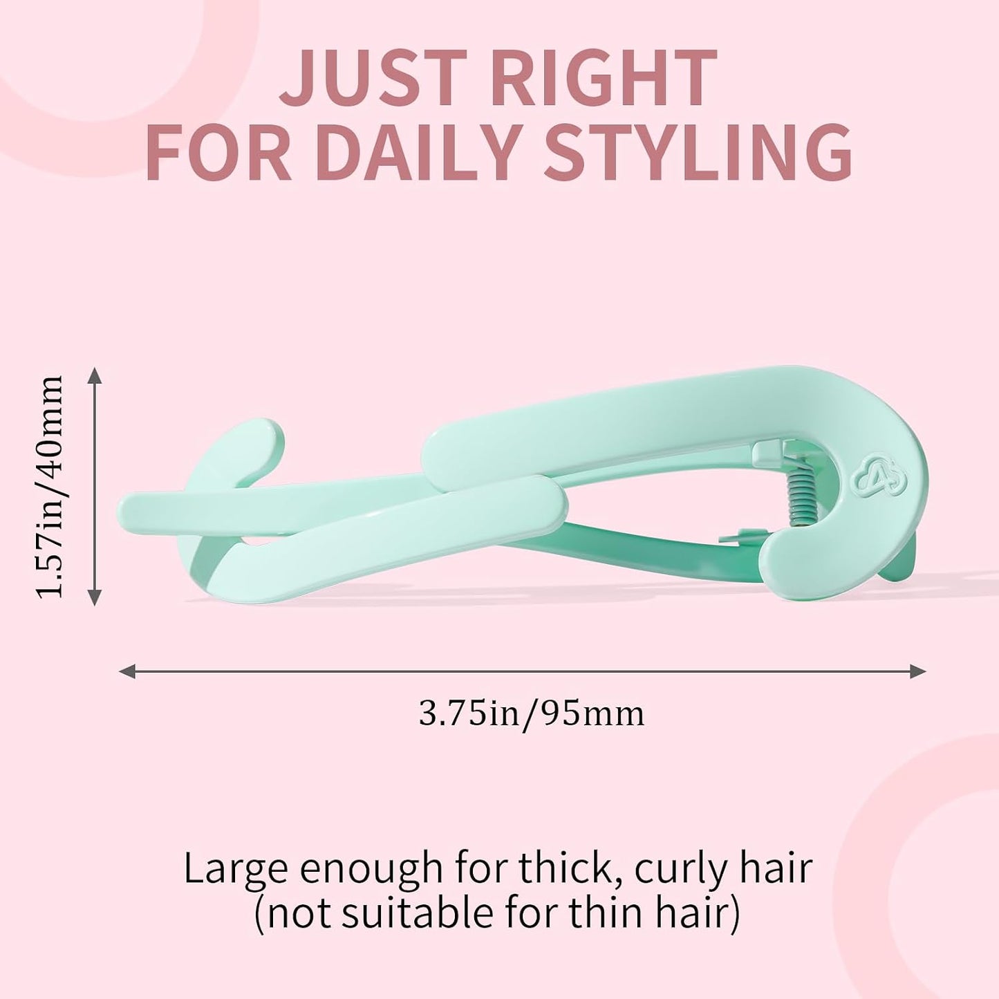 Large Twist Flat Hair Clips for Medium Thick Hair, Stylish Flat Claw Clips for Women, French Hairclips for Long Straight Curly Hair - White, Pink, Purple, Green, 4pcs WN420