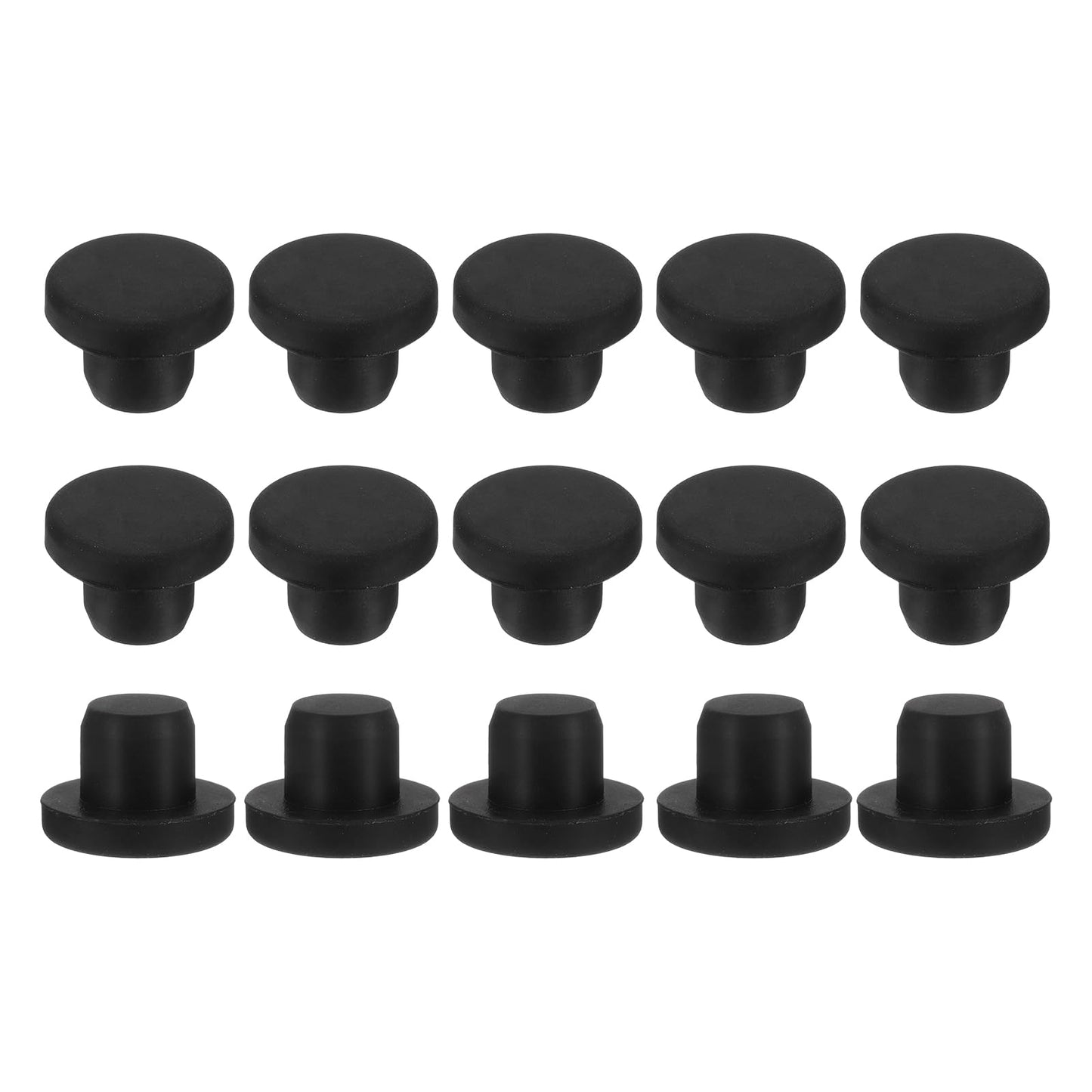 uxcell 15Pcs Silicone Hole Plug, Waterproof Solid T-Shaped Rubber Stoppers Bottle Seal Tube Pipe Plugs End Cap for 5.8mm/0.23" Hole for Bathtub Bottle, 0.31" Plug Height, Black BST326L