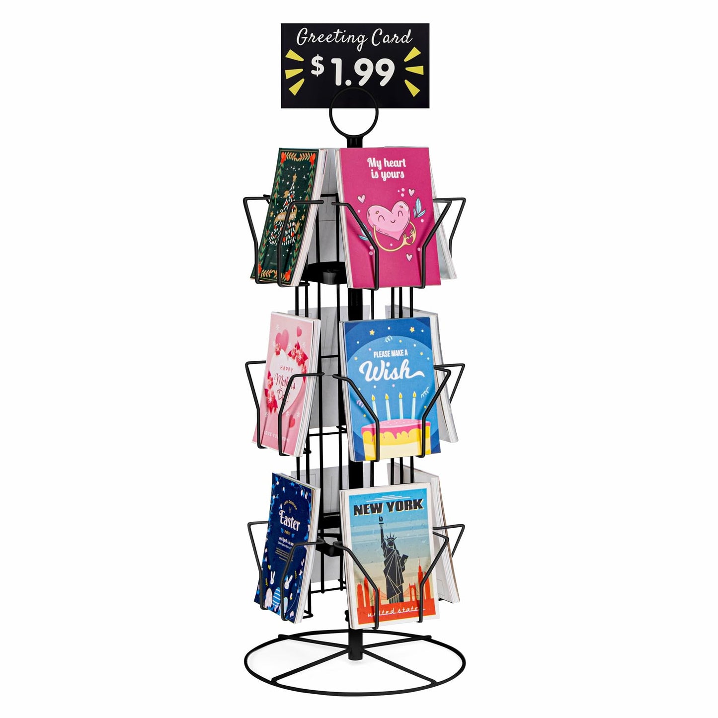 ANBOXIT Greeting Card Display Stand, Metal Rack Holder Organizer | for Retail Stores Vendors, Postcards, Stickers, White - 4 Tier BST202