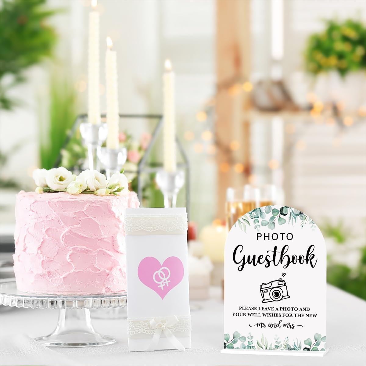 Acrylic Wedding Sign Bubble Send Off Signs for Ceremony Modern Calligraphy Arch Acrylic Table Top Signs for Wedding Reception and Event Party Table Decor (White Eucalyptus Leaves) BST326L