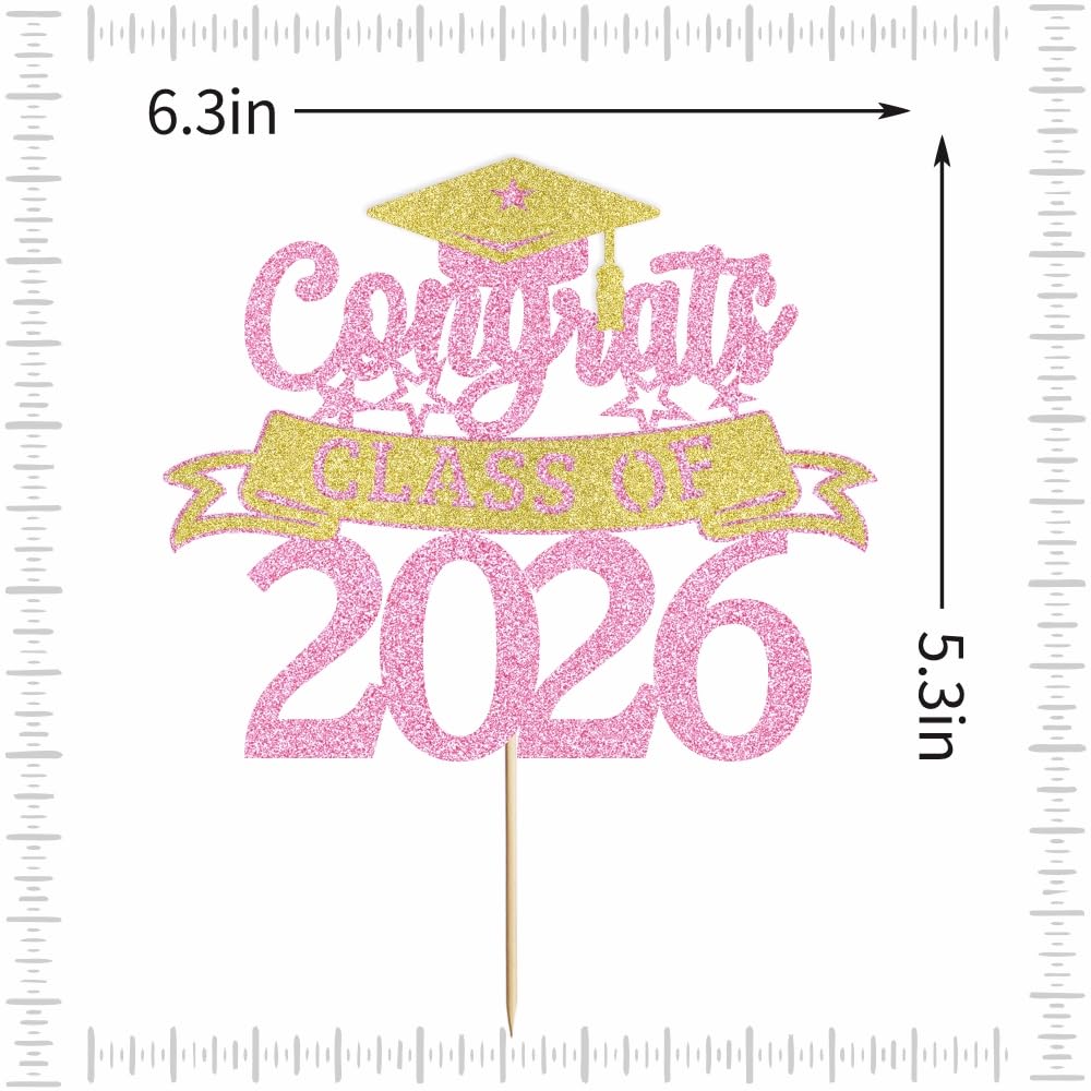 Congratulations Cake Topper,Congratulations 2026 Graduation | Cake Topper,Graduation, Wedding, Retirement, Birthday, Anniversary, Celebration Party Decorations Supplies (Black Gold) BST202
