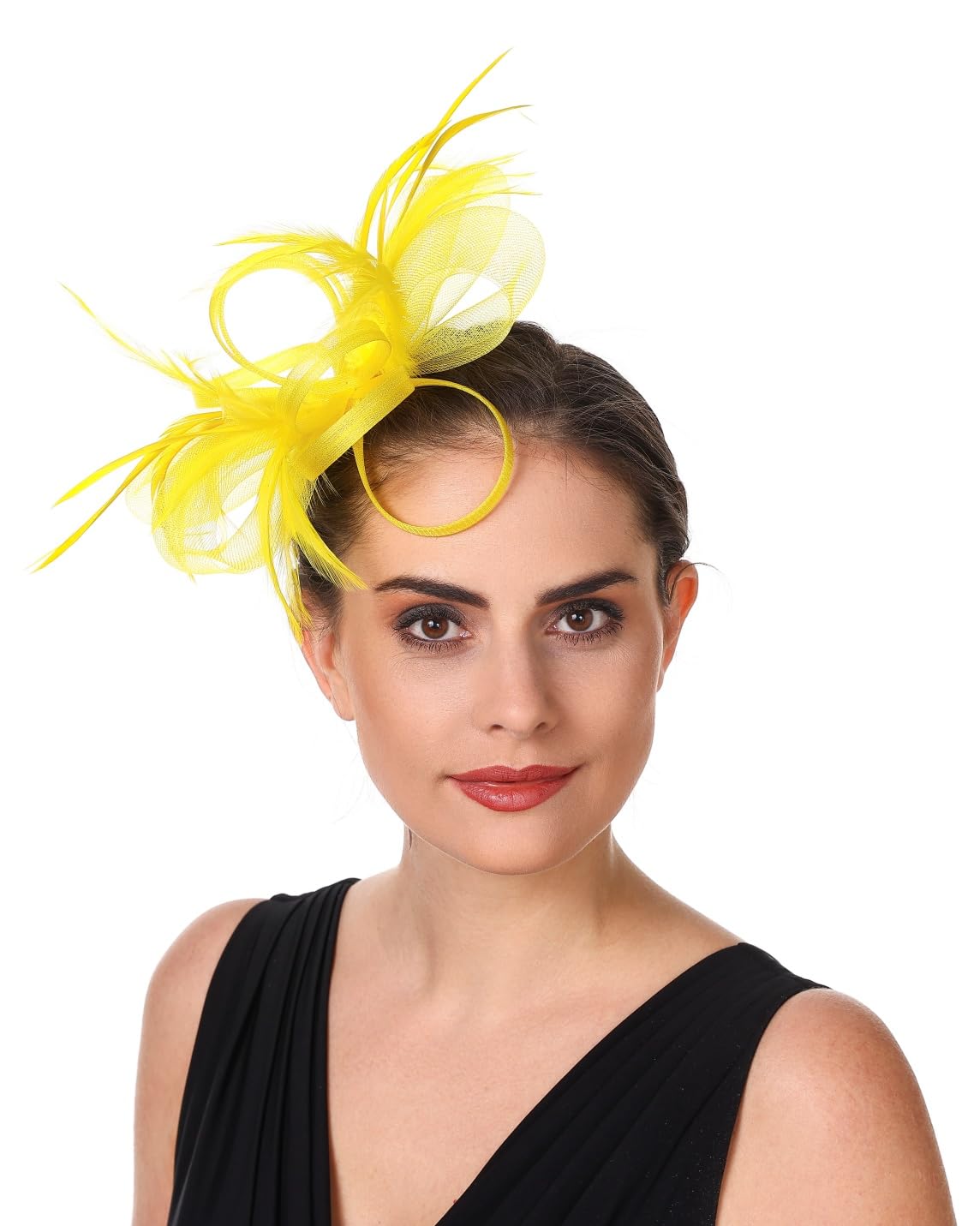 SAFERIN Fascinators Hat Flower Mesh Ribbons Feathers on a Headband and a Clip Tea Party Headwear for Girls and Women WN420