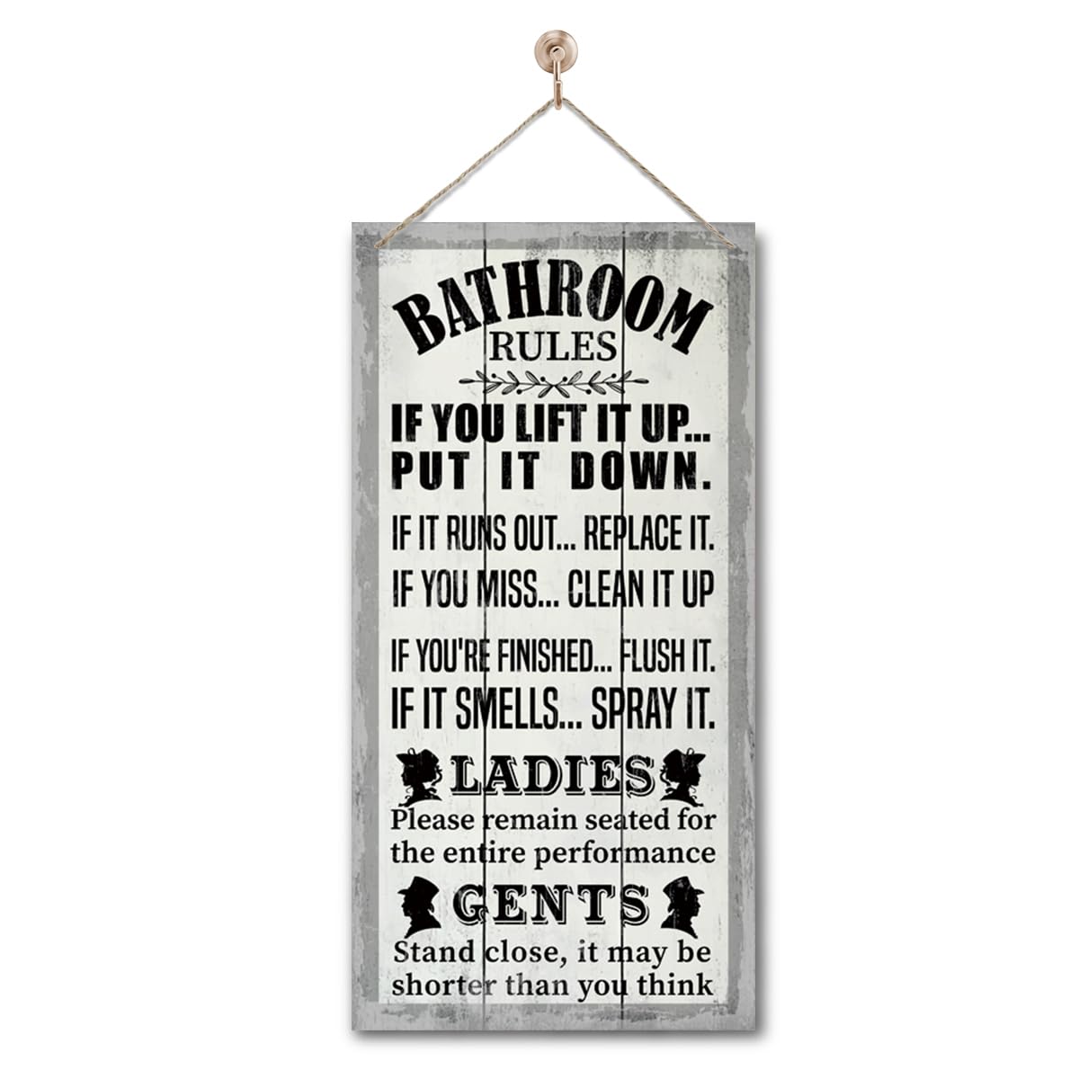 Rustic & Funny Bathroom Signs - Western & Farmhouse Bathroom Rules Wall Decor E1 BST202
