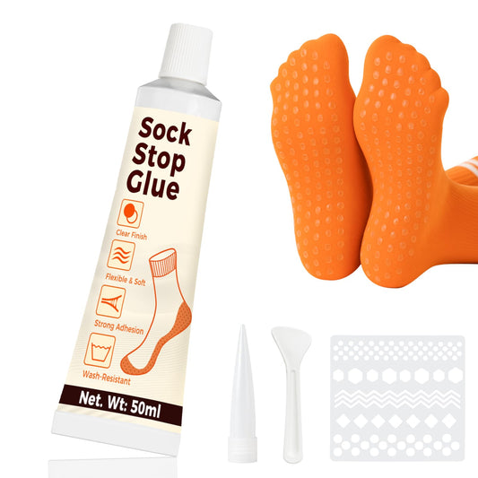 Sock Stop, Transparent Waterproof Sock Glue for Bath Mat, Anti Slip Socks, Carpets, Blankets, Washable Sock Stop Anti Slip Adhesive with Tip Applicator to Enhanced Grip (50ml) BST220