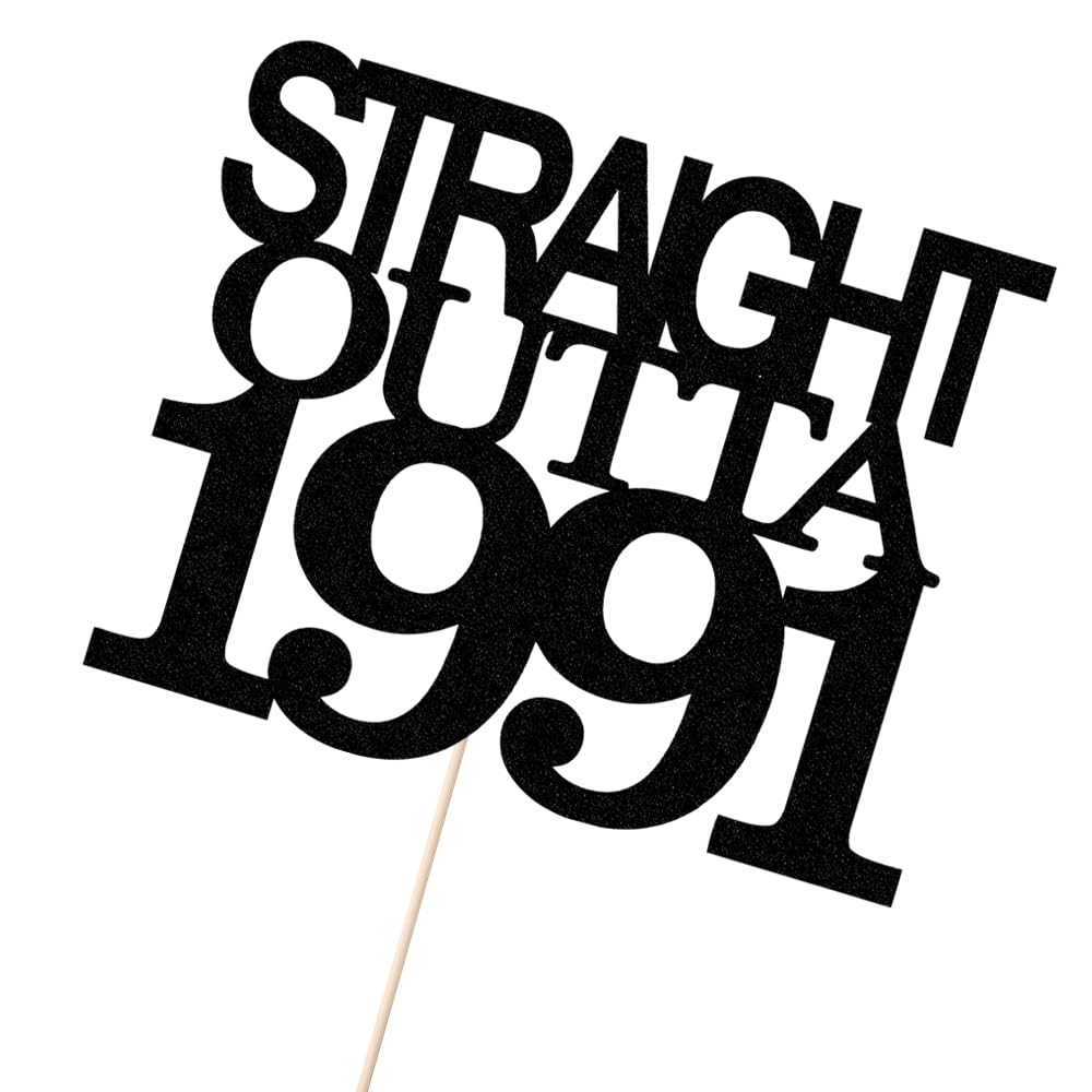 Black Glitter Straight Outta 1961 Cake Topper,Hello 65,Funny 65th | Birthday Cake Topper,65 Fabulous,Cheer to 65 Years,Men and Women 65th Birthday/Wedding/Anniversary Party Decorations BST202