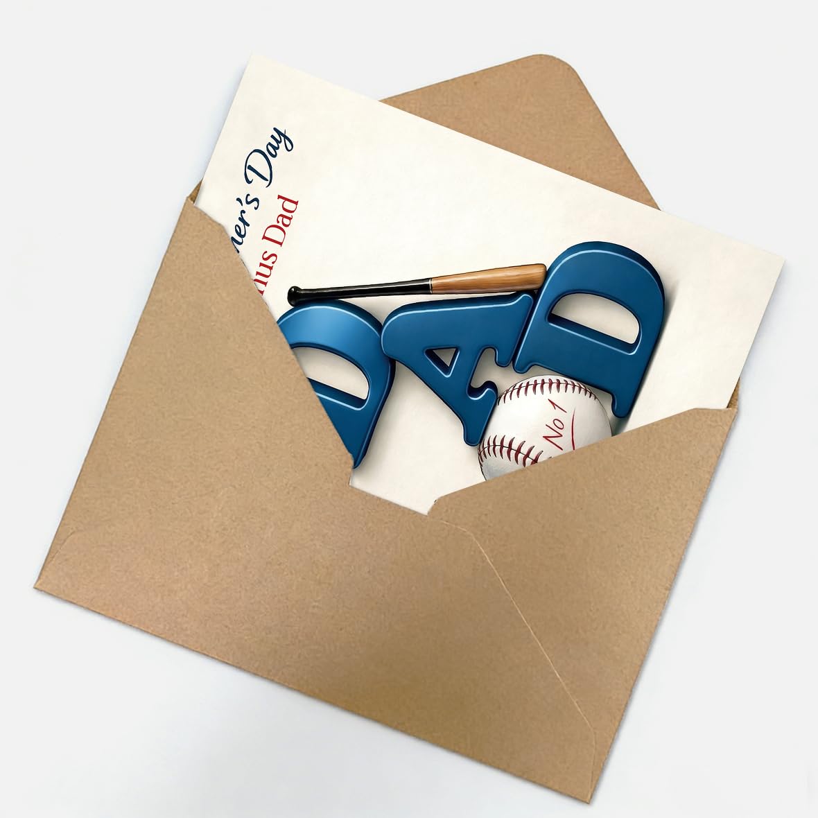 Funny Fathers Day Card for Dad, Fathers Day Gift from Daughter or Son, Blank Inside, with Kraft Envelope and Gold Seal Sticker BST220