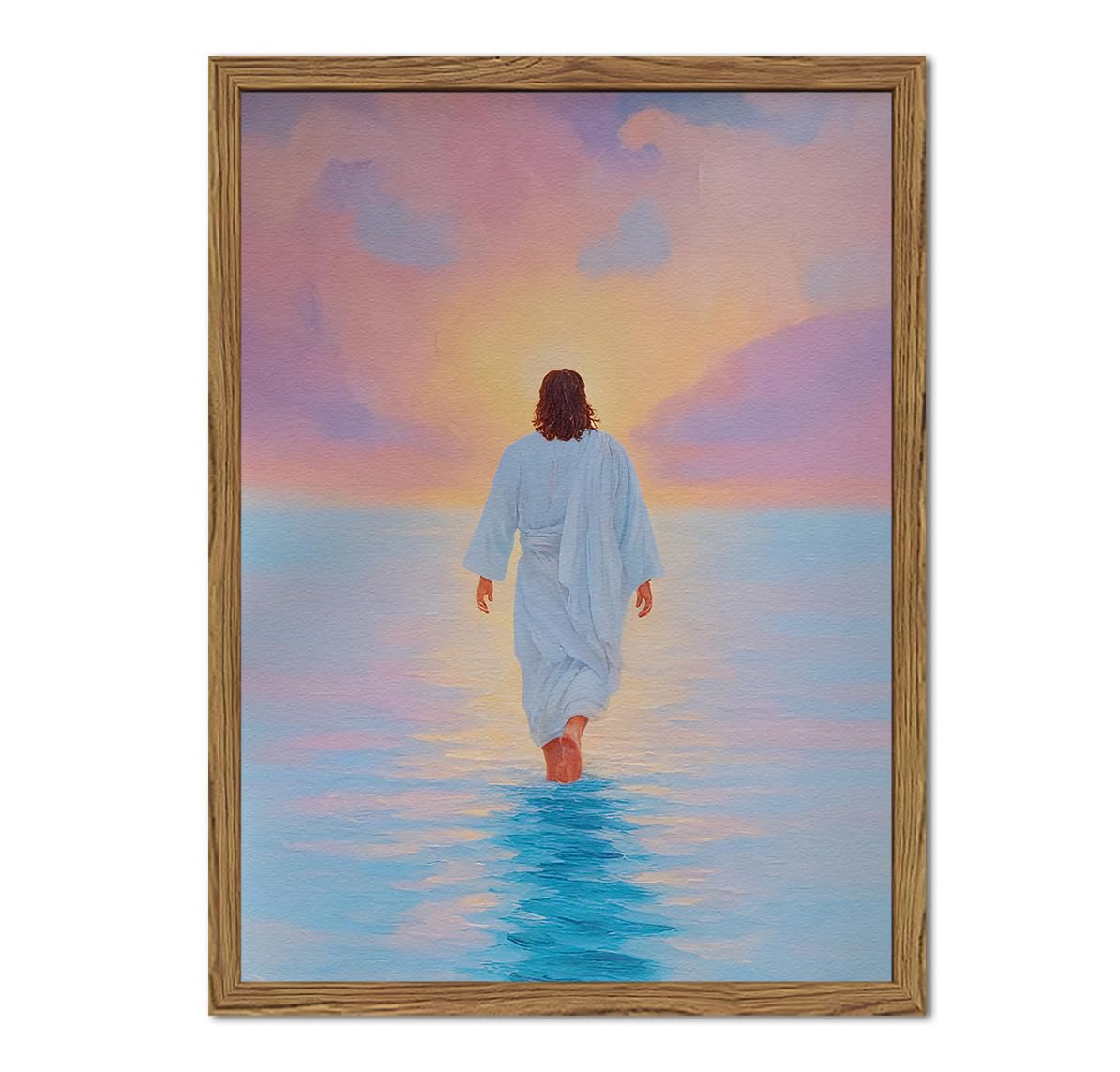 Framed 3D Textured Jesus Embracing Woman Wall Art, Jesus Hugging Woman Wall Decor Hand Drawn Sandstone Religious Christian Bible Painting Pictures for Bedroom Living Prayer Room 12x16 in Wood Framed BST202