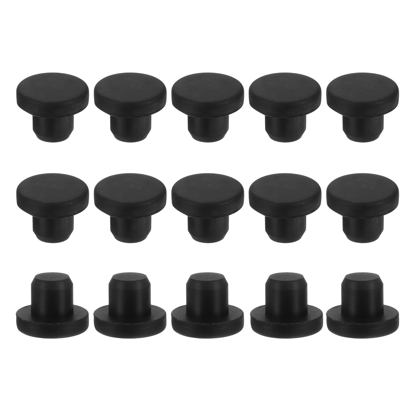 uxcell 15Pcs Silicone Hole Plug, Waterproof Solid T-Shaped Rubber Stoppers Bottle Seal Tube Pipe Plugs End Cap for 5.8mm/0.23" Hole for Bathtub Bottle, 0.31" Plug Height, Black BST326L
