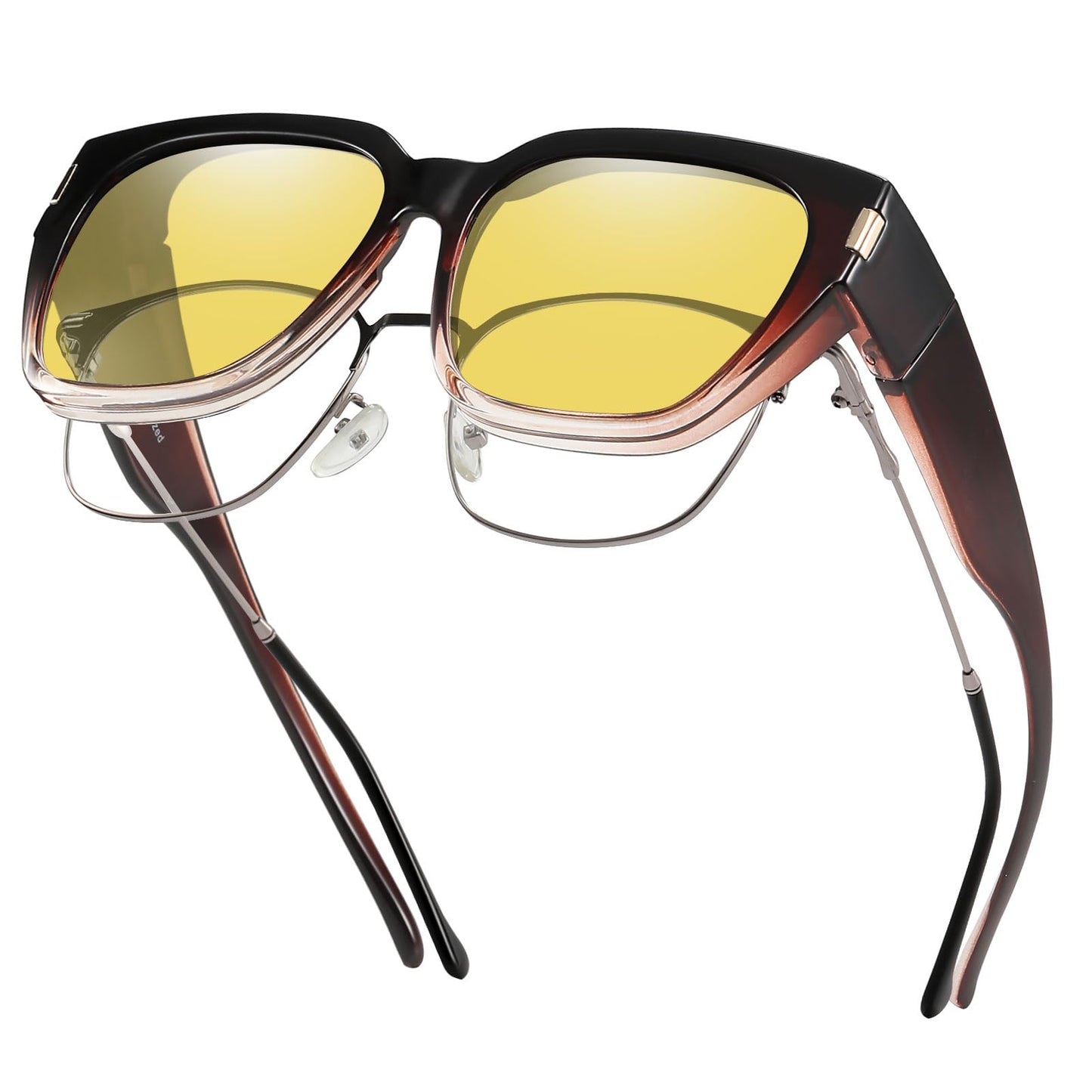 HAOLOTA Night Vision Driving Glasses Fit Over Glasses for Women Men, Anti Glare Polarized Nighttime Yellow Lens WN420