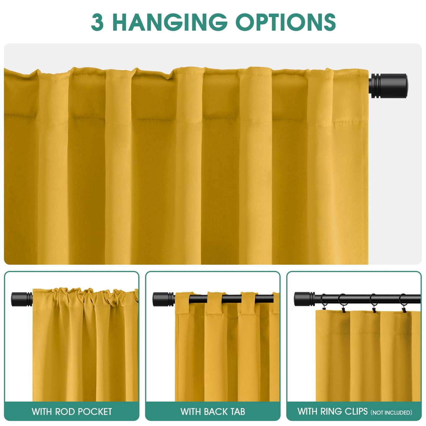 HOMEIDEAS Blackout Curtains, 2 Pages Grey Gray Room Darkening Bedroom Pinch Pleated Curtains Thermal Insulated Back Tab Rod Pocket Drapes for Bedroom, W52 x L63 BST326H