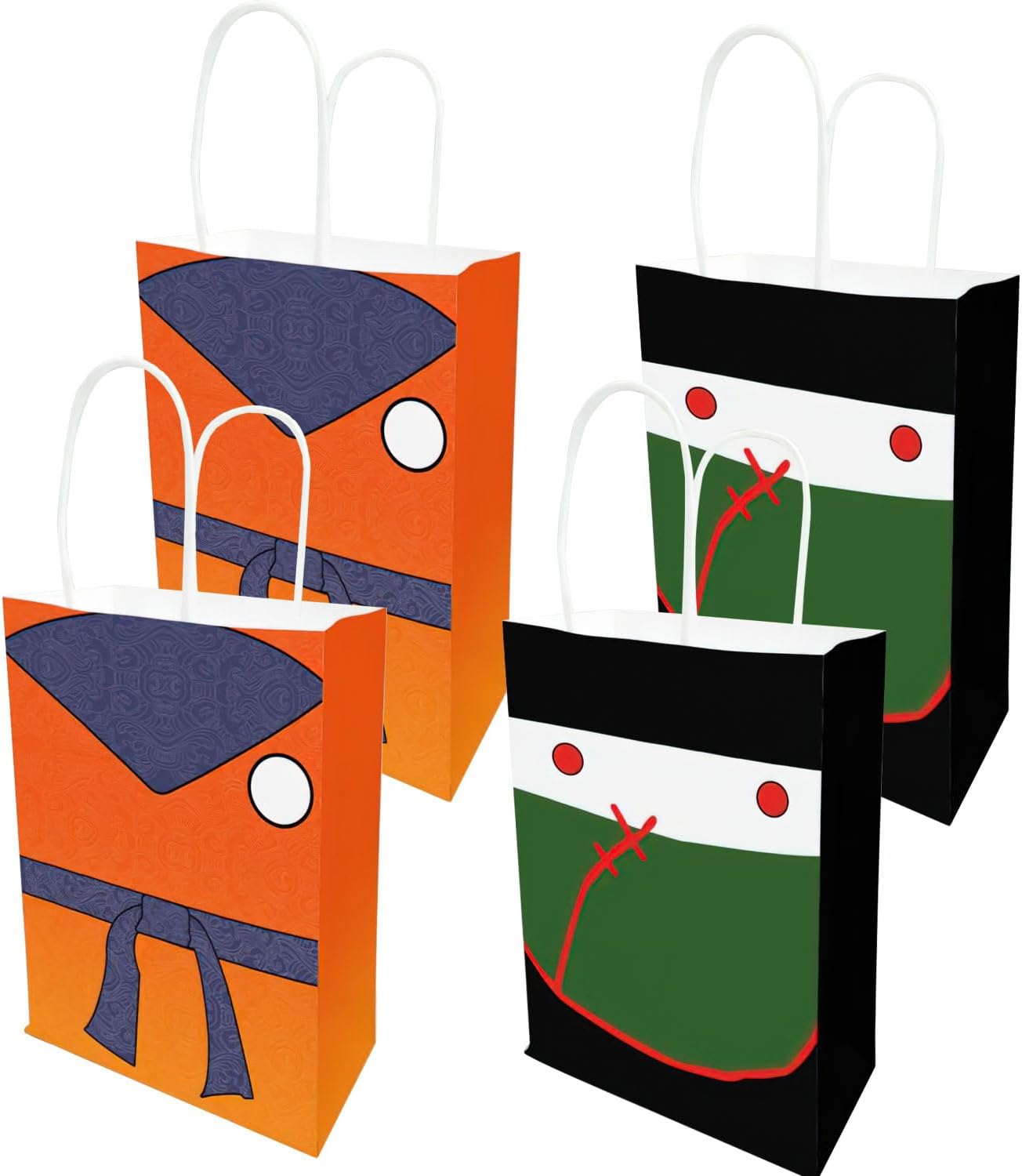 Lessflow Cartoon Dragon Party Paper Gift Bags With Handles, 2 Styles Favor Bags for Birthday Decorations, Goody Candy Bags for Kids Party Supplies BST326H