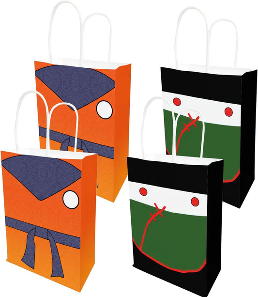 Lessflow Cartoon Dragon Party Paper Gift Bags With Handles, 2 Styles Favor Bags for Birthday Decorations, Goody Candy Bags for Kids Party Supplies BST326H