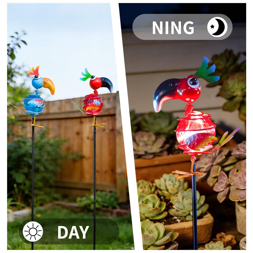 Viveta Garden Solar Lights Decorative, 2 Pack Metal Peacock Solar Lights Stake for Outdoor Garden Patio Yard Lawn Decorations