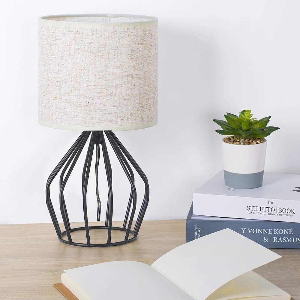 Black Modern Table Lamp - Minimalist Small Bedside Lamp N26