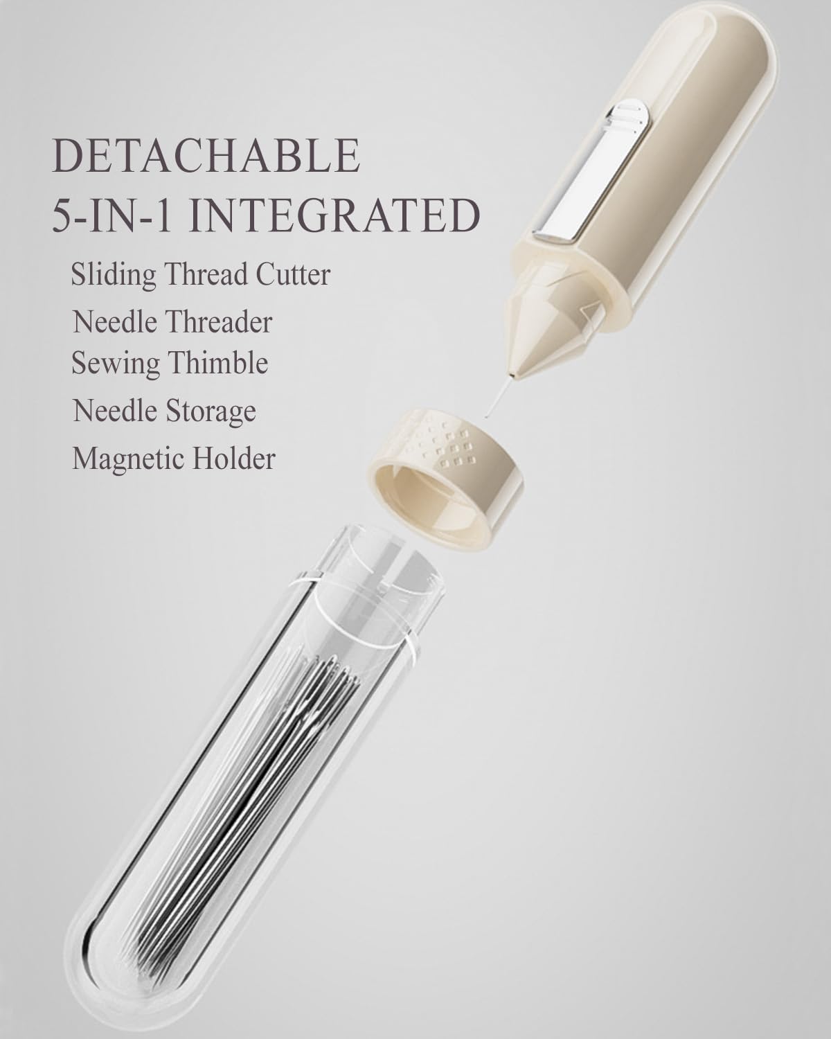 UrBestChoose 5-in-1 Hand Sewing Needle Threader Kit with 18 Needles – Needle Threader, Needle Storage, Seam Ripper, Thimble, Magnetic Needle Minder for Embroidery & Cross Stitch (Purple) BST326L